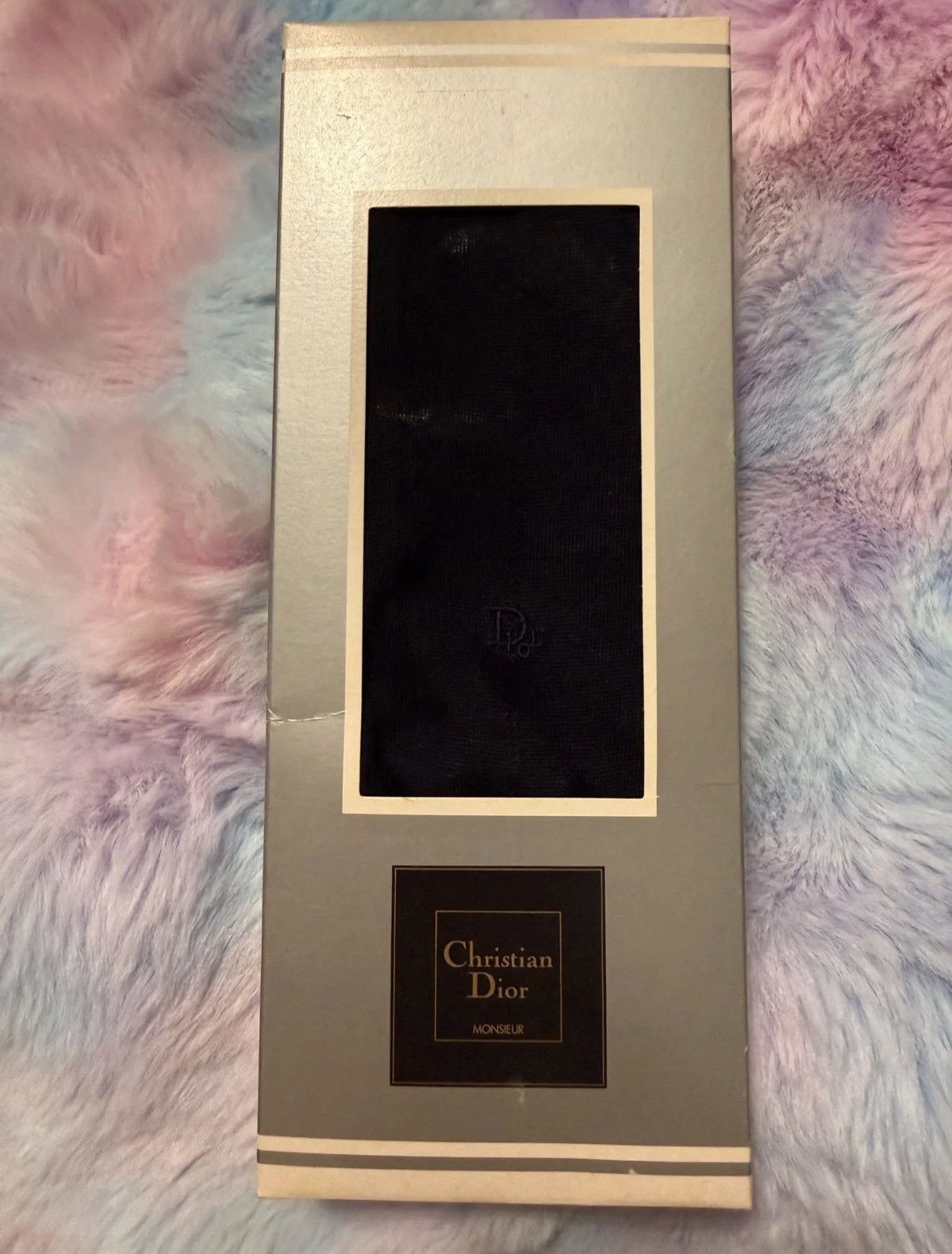 Christian Dior Monsieur Christian Dior Dress Socks, Black/Navy Blue - New in Box Size ONE SIZE - 1 Preview