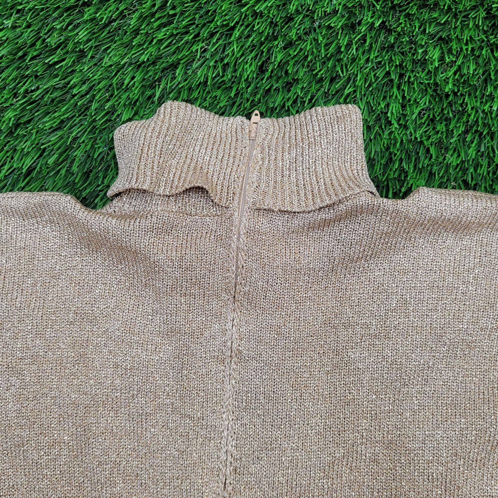 Other VTG 70s Gold Metallic Shimmer Sweater 1/4 Zip Lurex Top M Size M / US 6-8 / IT 42-44 - 3 Thumbnail