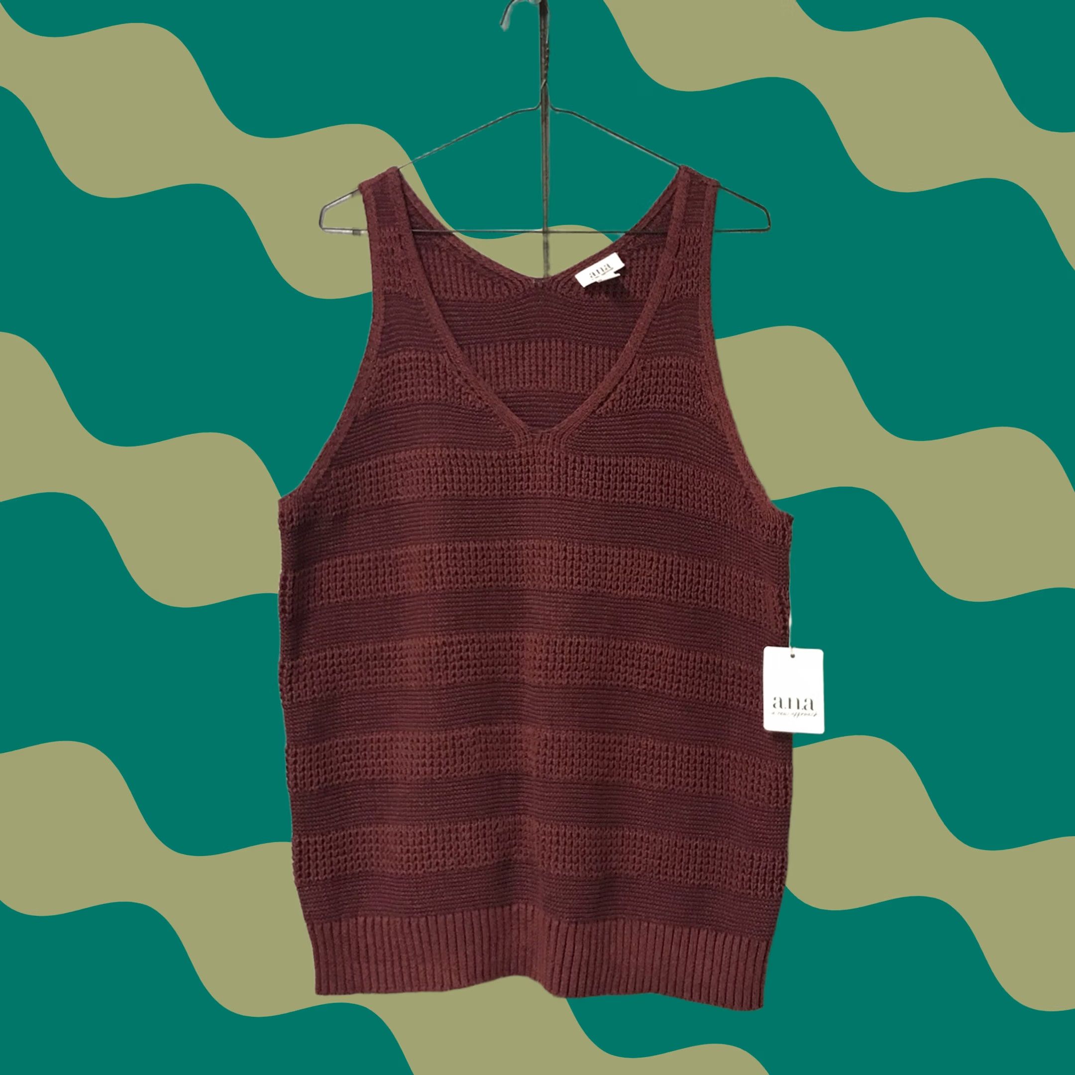 Vintage a.n.a Women Tank Top V-Neck Knit Sleeveless Barn Red L Size L / US 10 / IT 46 - 1 Thumbnail
