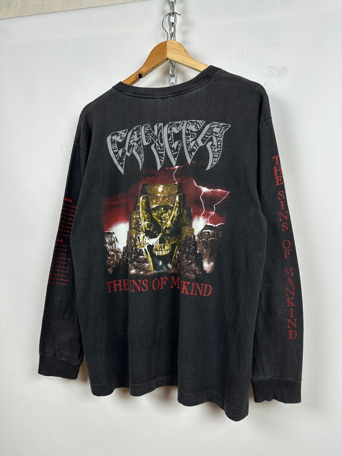 Band Tees 1993 Vintage Cancer Sins Of Mankind Long Sleeve T-Shirt Size US XL / EU 56 / 4 - 3 Thumbnail