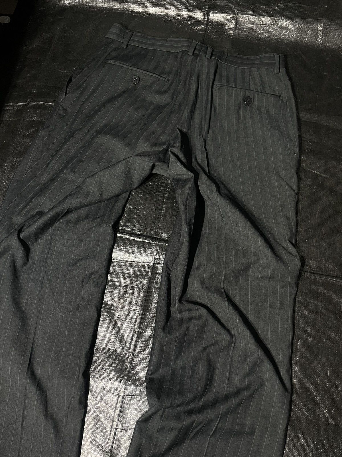Japanese Brand Charcoal Pinstripe Straight-Leg Trousers Size US 32 / EU 48 - 3 Thumbnail