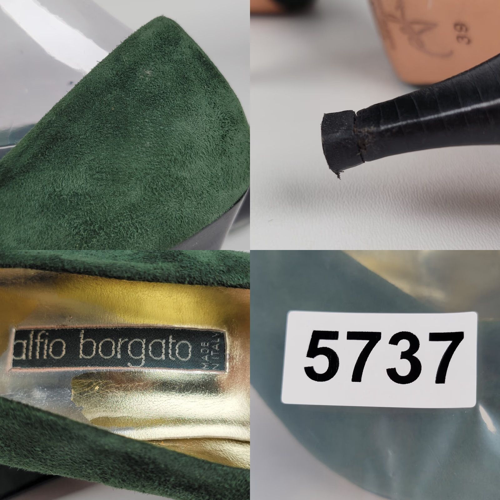 Vintage VINTAGE Alfio Borgato Green Suede High Heel Pumps Cap Toe Women Pump 39 Brown Cap Toe Almond Slip On High Heel 3-3.9in Size ONE SIZE - 9 Thumbnail