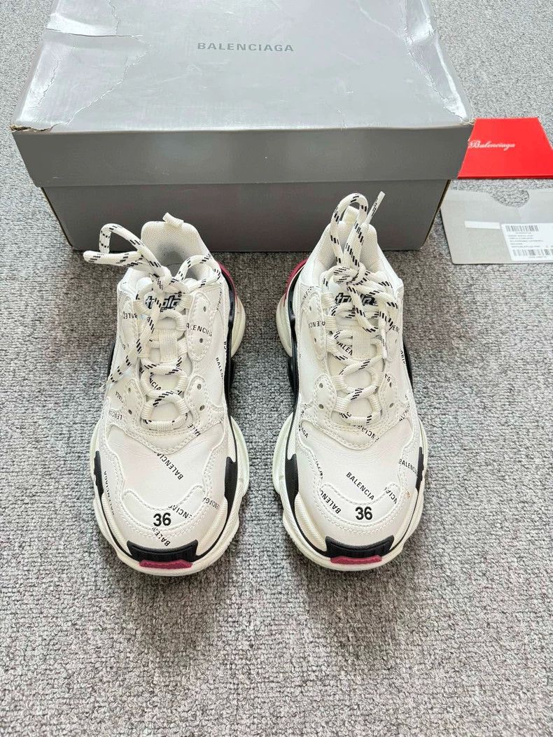 Balenciaga Balenciaga size 36 White and Purple Bullet Screen logo Trip Size US 5 / EU 37 - 2 Thumbnail
