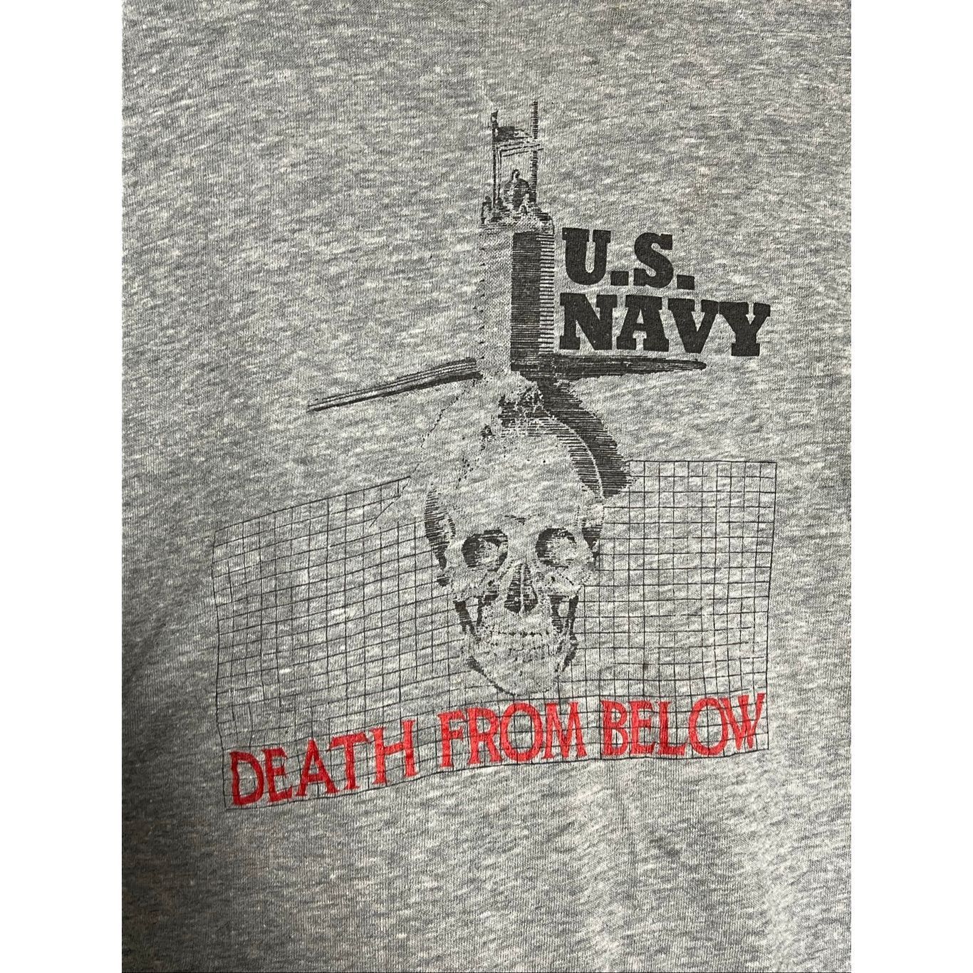 Hanes Vintage 80s US Navy Death From Below Tee Size US L / EU 52-54 / 3 - 2 Thumbnail