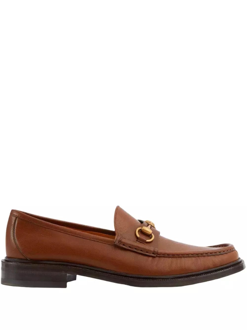 GUCCI Men's Brown Leather Horsebit Loafers New Auth