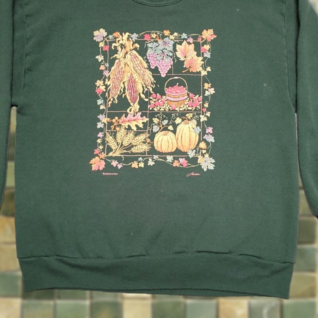 Vintage VINTAGE Morning Sun Sweatshirt Women L Green Country Harvest Cottage 90s Made in USA Size L / US 10 / IT 46 - 1 Thumbnail