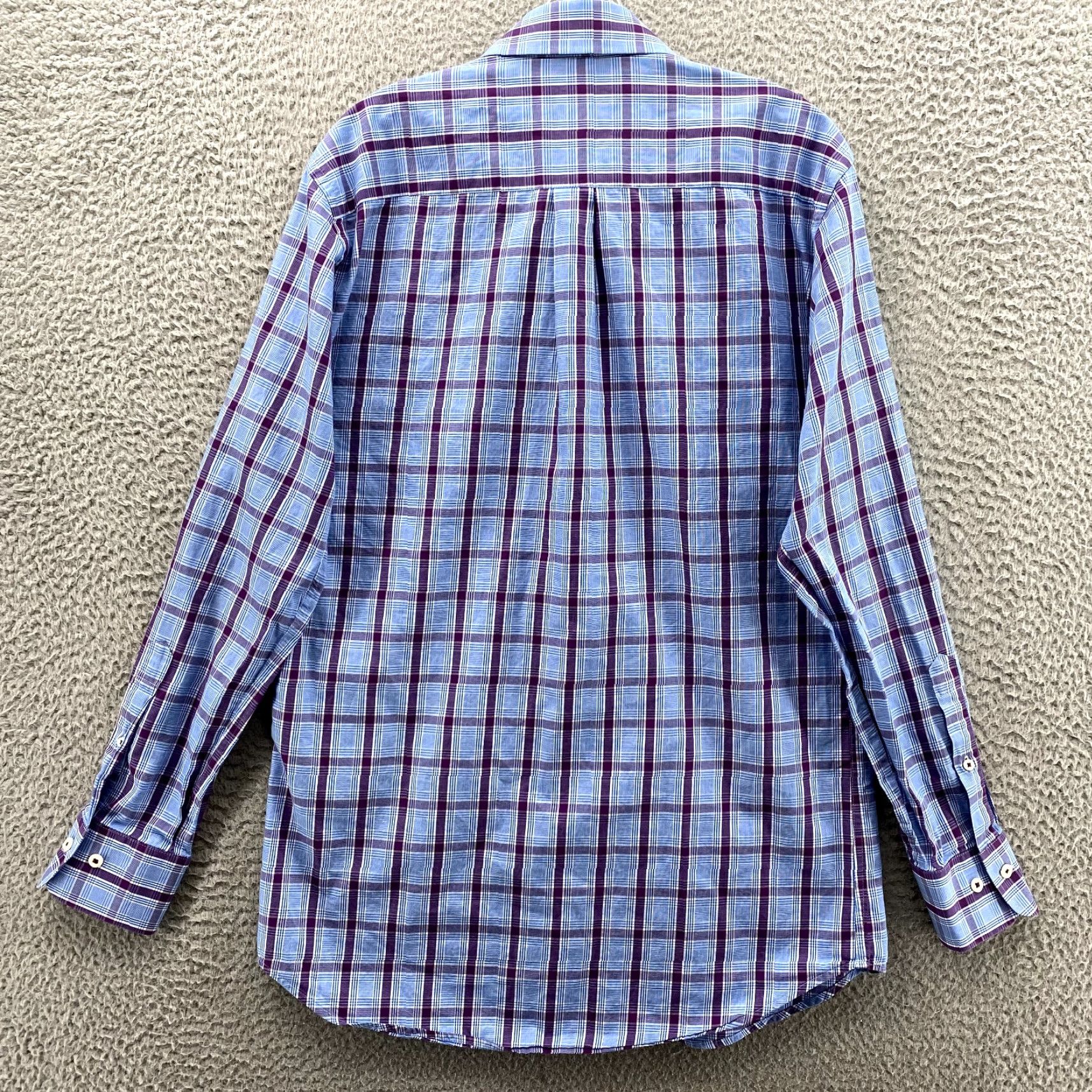 Peter Millar Peter Millar Dress Shirt Mens M Blue Purple Plaid Crown Office Corpcore Career Shirt Size 40R - 4 Thumbnail