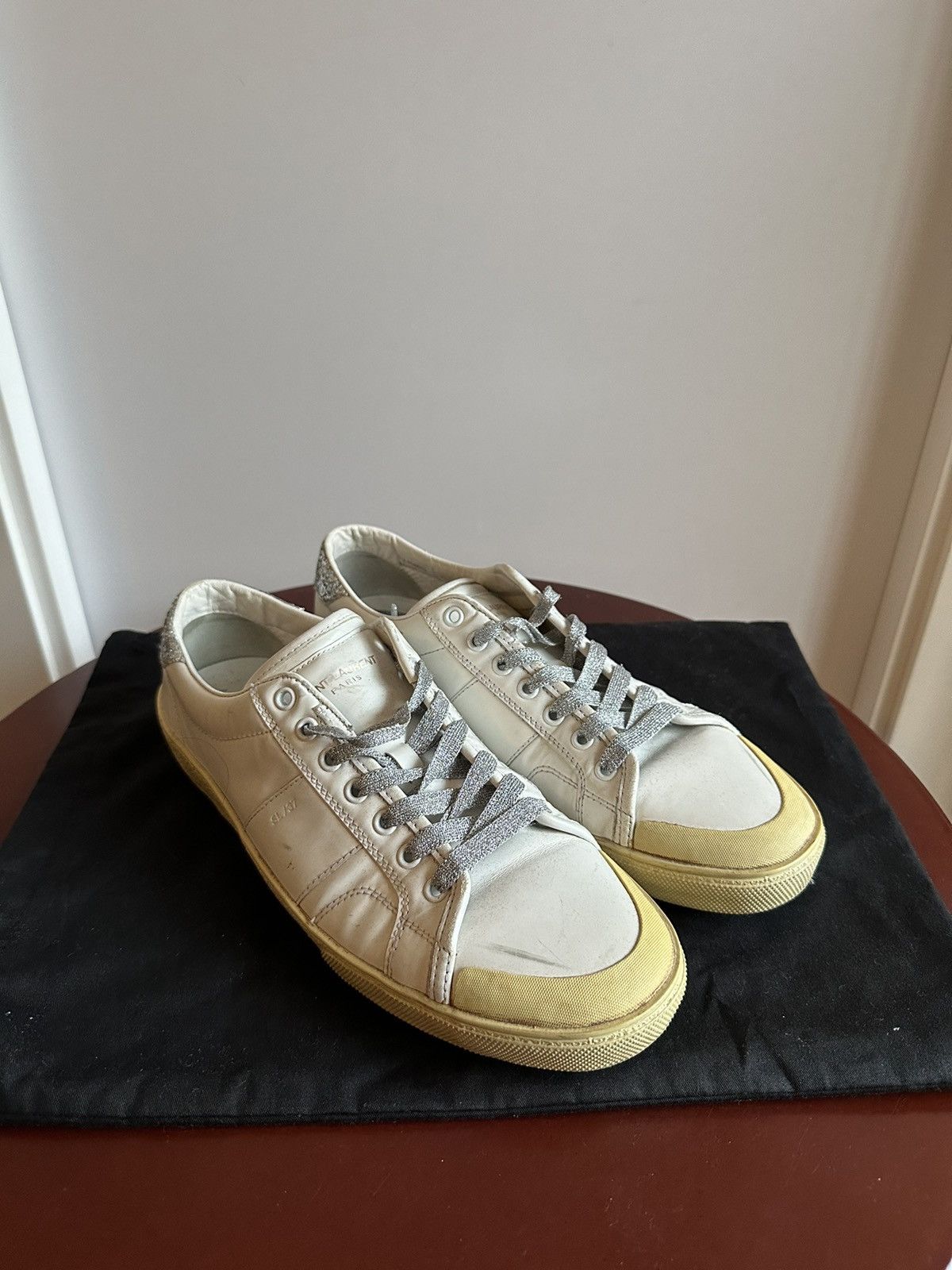 SAINT LAURENT シューズ 37 Saint Laurent SL/37 White Calfskin Leather Men's Sneakers