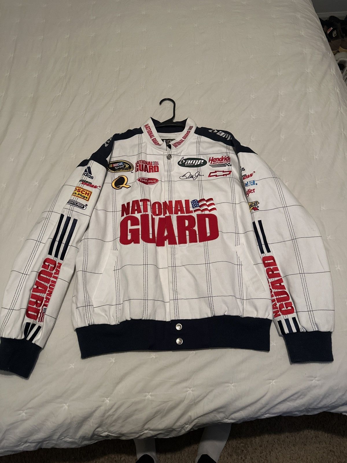 image of Chase Authentics, Nascar Jacket - Dale Earnhardt Jr in White, Men's (Size Large)