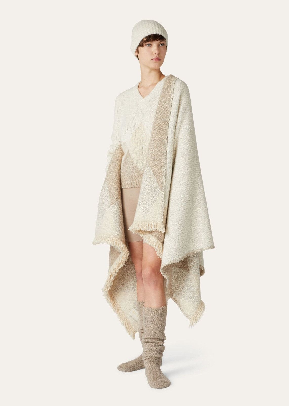 Loro Piana o1srvl11e1125 FAN1195 Cocooning V-neck Sweater White/Brown Size M / US 6-8 / IT 42-44 - 4 Thumbnail