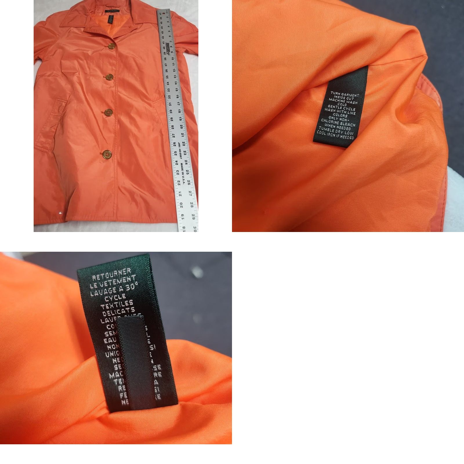 Ralph Lauren Lauren Ralph Lauren Womens Button Up Rain Coat Jacket Medium Orange Lightweight Size M / US 6-8 / IT 42-44 - 8 Thumbnail