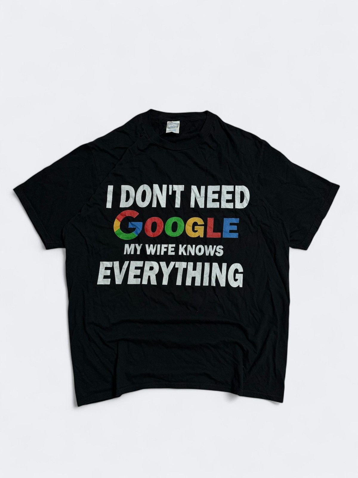 VTG I Don’t Need Google My Wife Knows Evreyth Humor T-Shirt