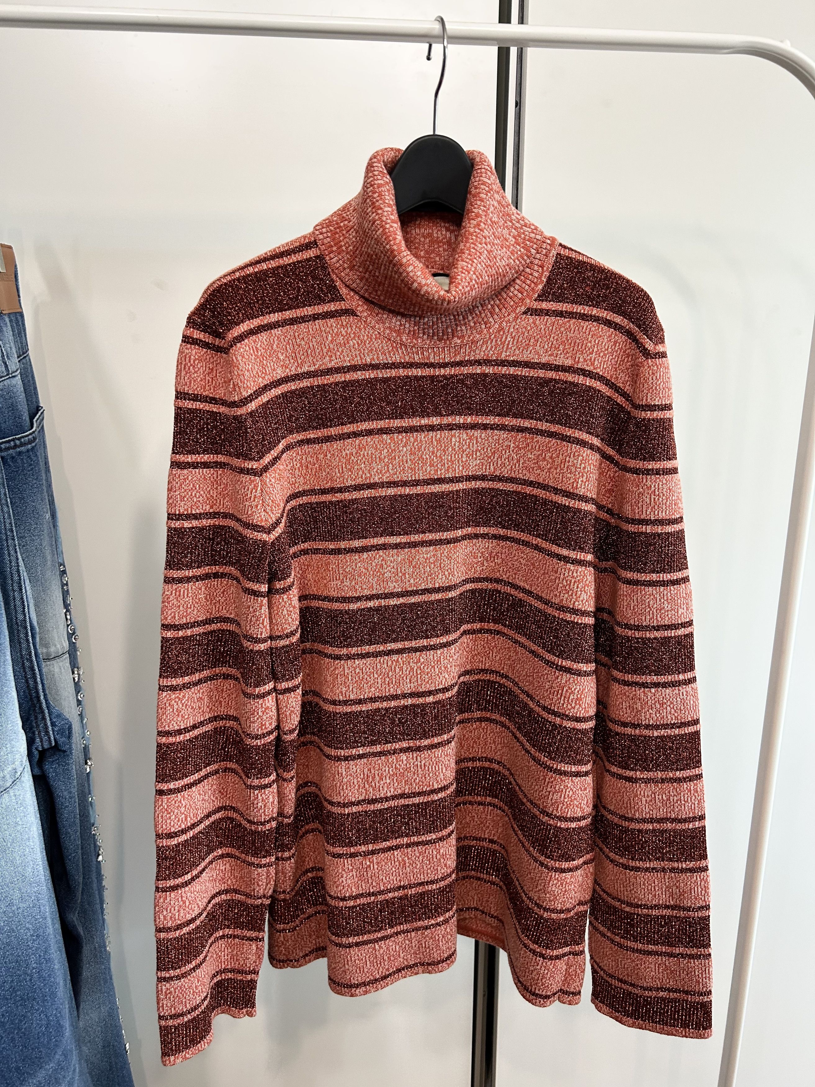 Gucci GUCCI Metallic Striped Turtleneck Knit Size US XL / EU 56 / 4 - 2 Thumbnail