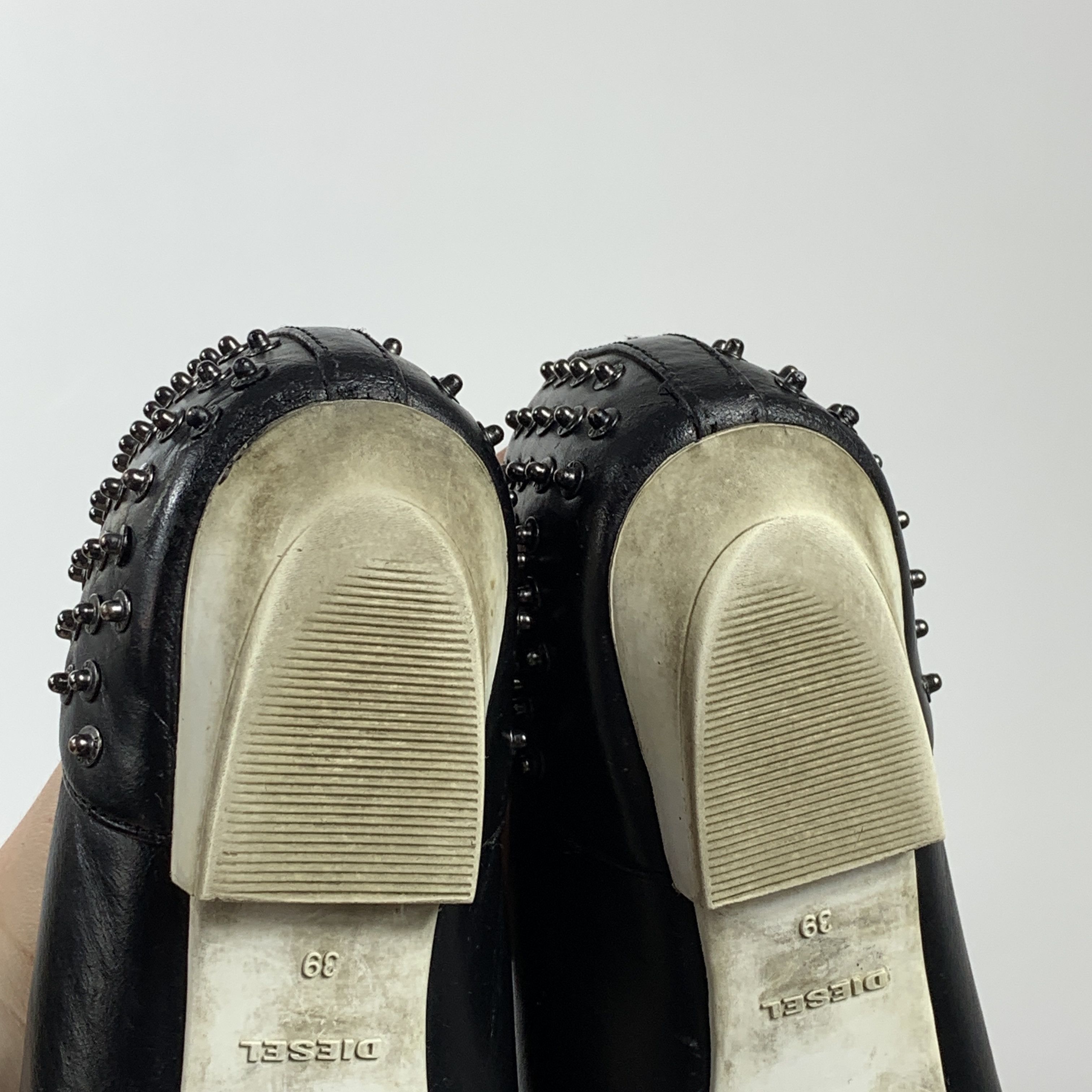 Diesel Vintage Diesel Y2K Rare Black Leather Flats Rivet Shoes Size US 8.5 / IT 38.5 - 14 Thumbnail