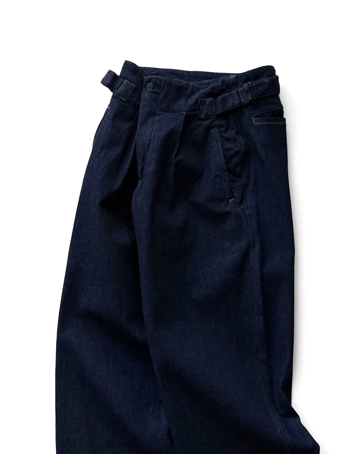 Issey Miyake VINTAGE80’s ISSEY MIYAKE MEN DENIM PLEATED SIDE BELT PANTS Size US 29 - 3 Thumbnail