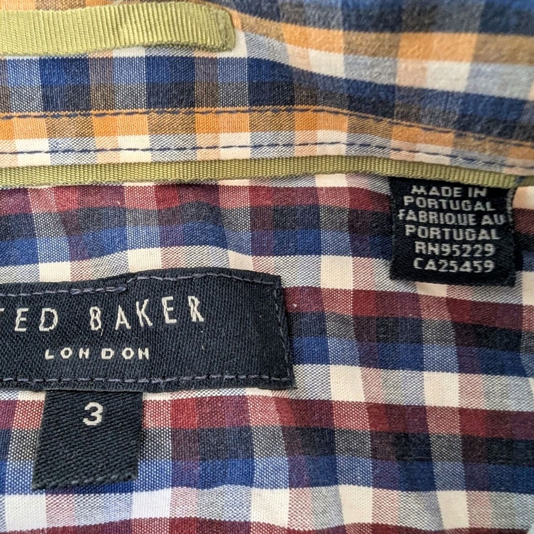 Ted Baker Ted Baker London Plaid Button-Down Shirt Mens Long Sleeve Blue Yellow 3 (US M) Size US S / EU 44-46 / 1 - 4 Thumbnail