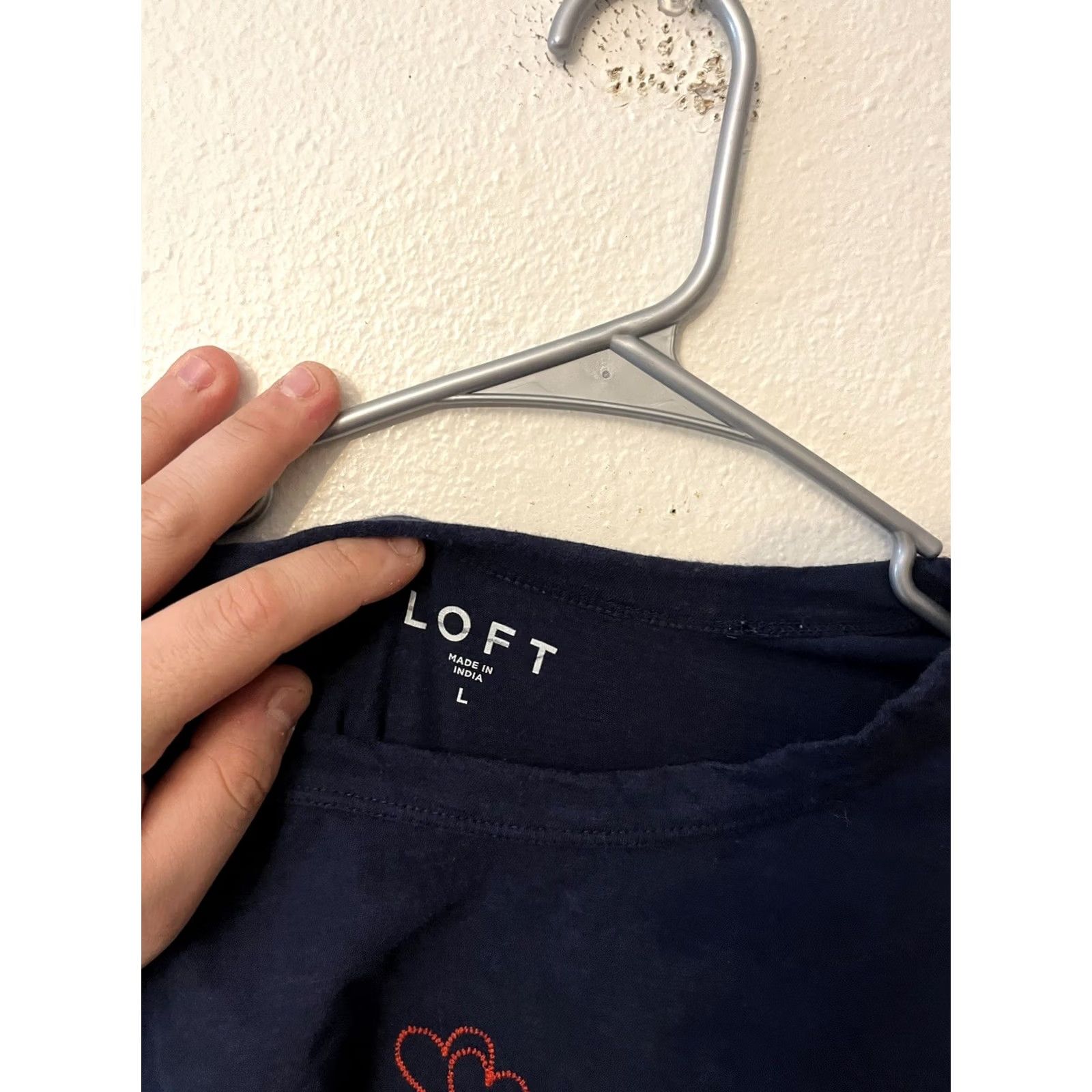 Loft LOFT T Shirt Women's Blue Short Sleeve Love Hearts Graphic Tee L Size L / US 10 / IT 46 - 3 Thumbnail