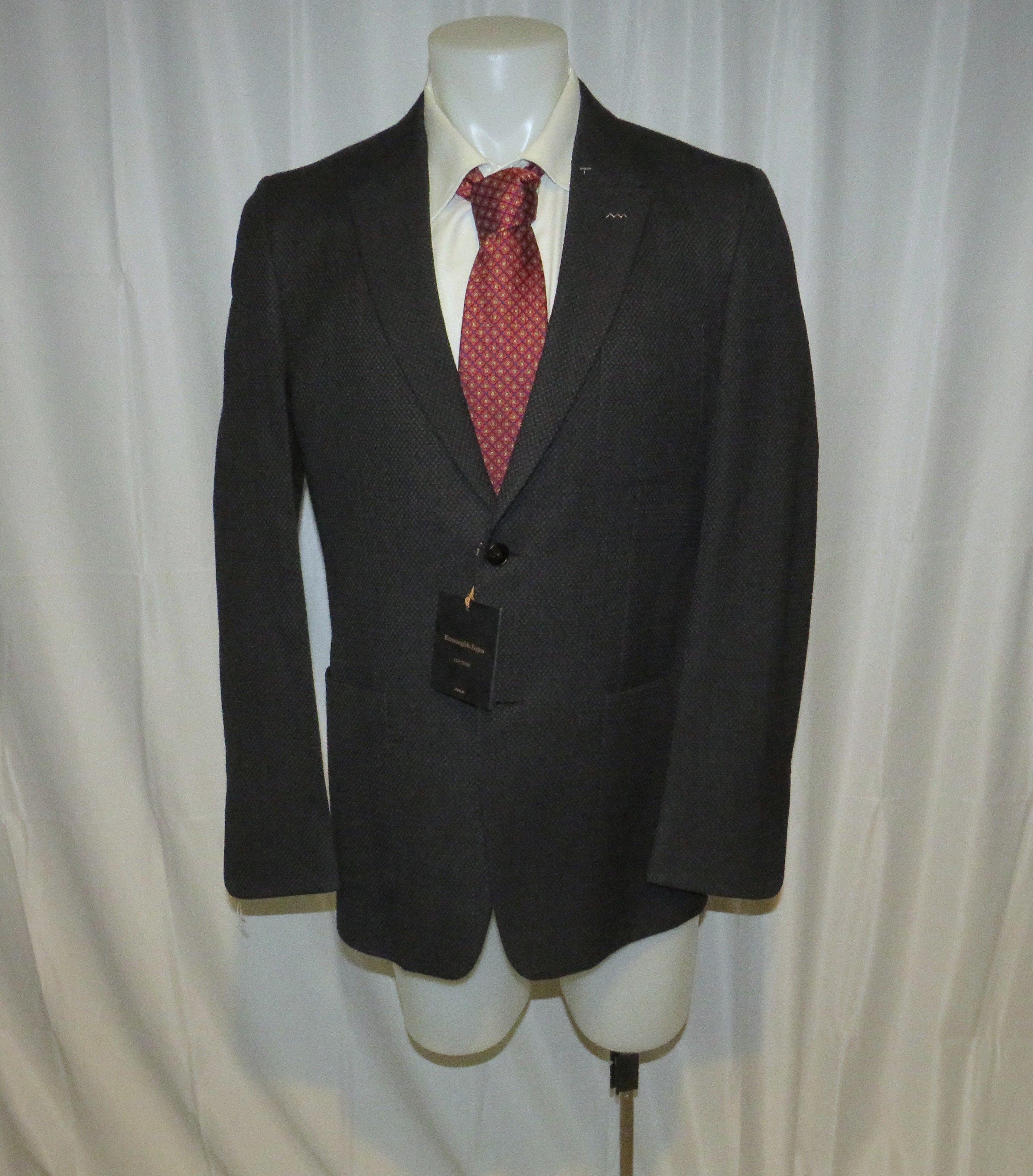 Ermenegildo Zegna Couture Dark Blue Geometric Two Button Sport Coat 42L NWT Size 42L - 3 Thumbnail