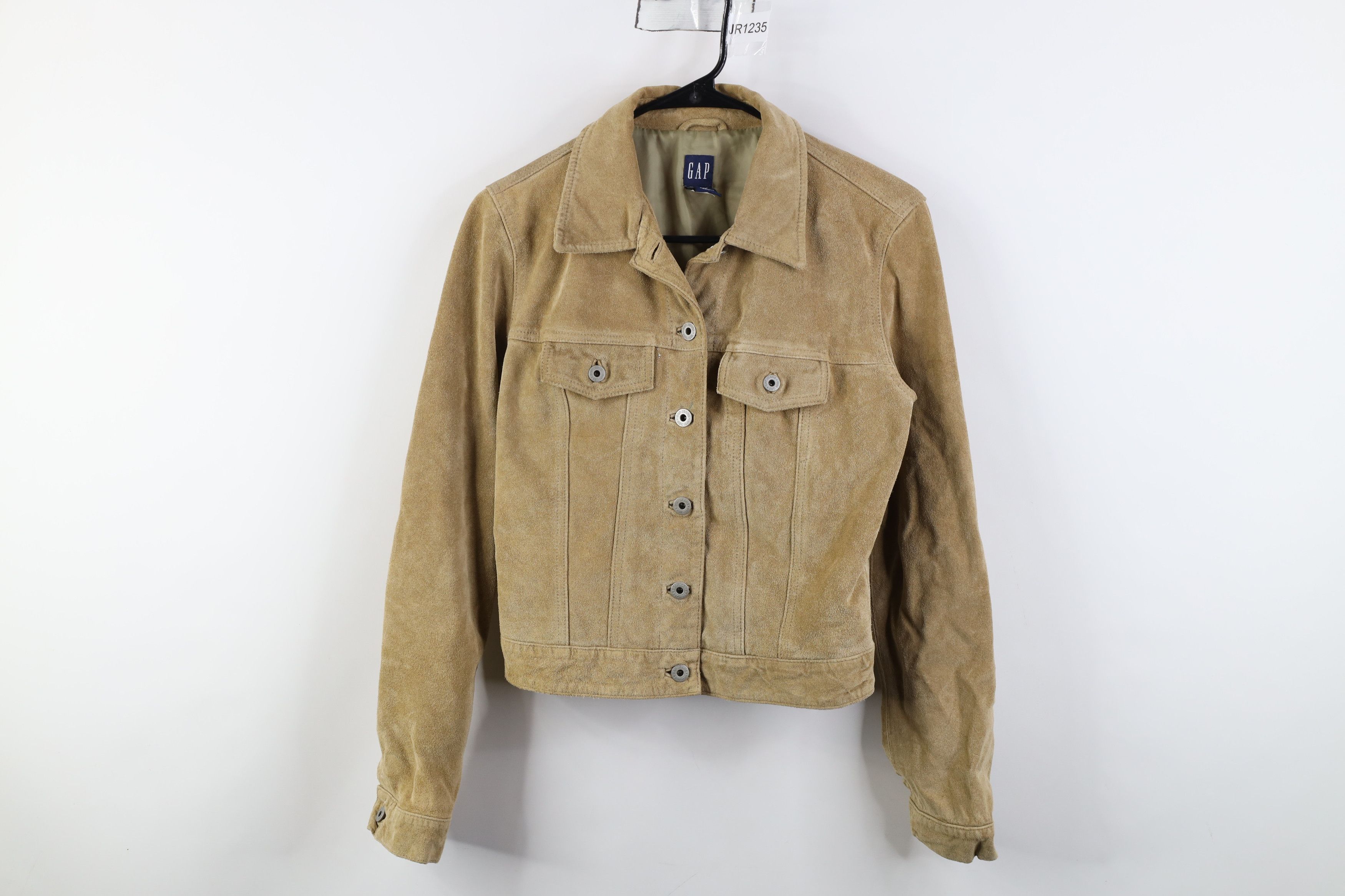 Gap Vintage 90s Y2K Gap Babydoll Leather Trucker Jacket Beige Size XS / US 0-2 / IT 36-38 - 1 Thumbnail