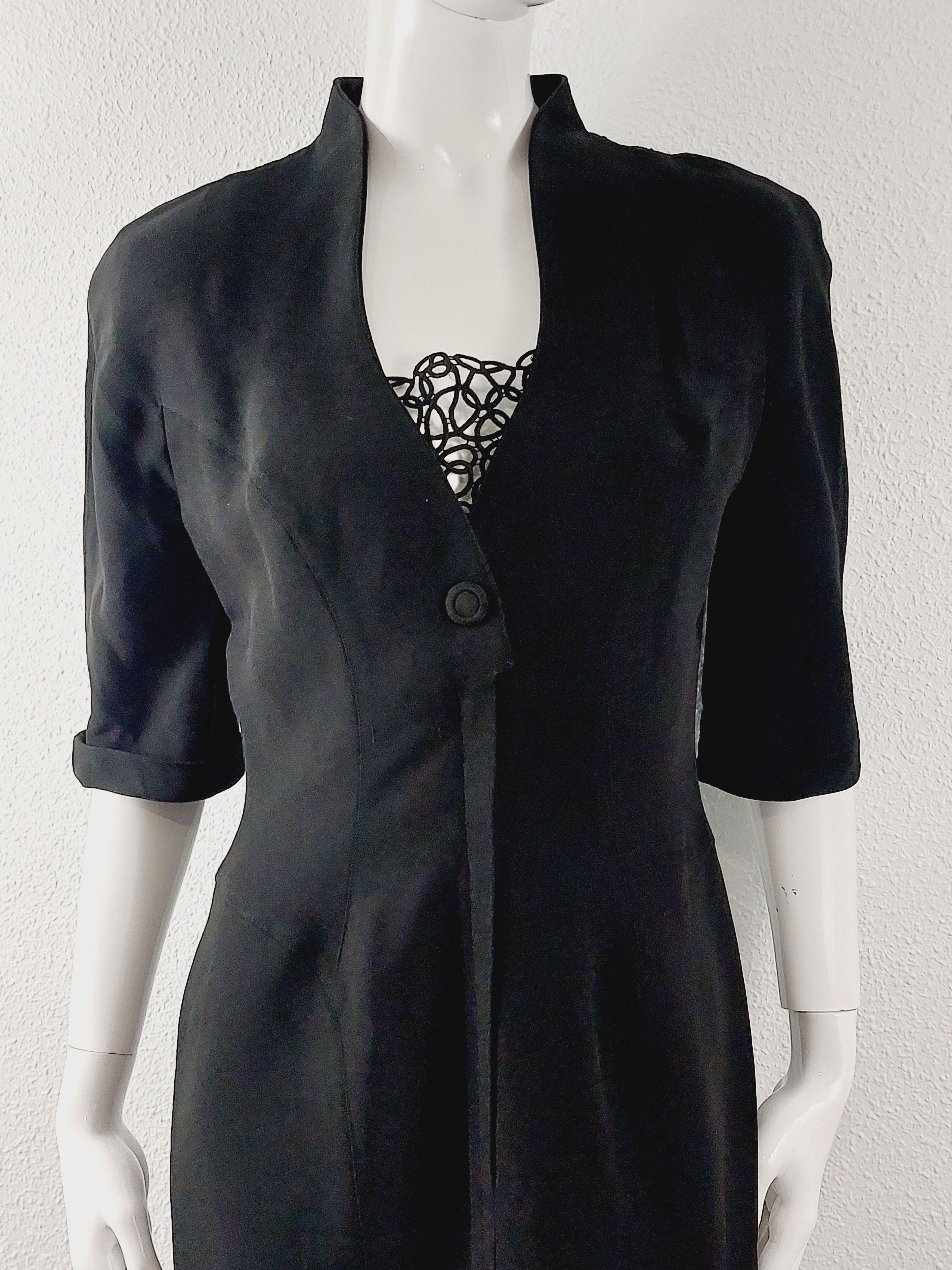 Thierry Mugler Thierry Mugler Archival Black Lace Open Back Cocktail Dress Size S / US 4 / IT 40 - 7 Thumbnail