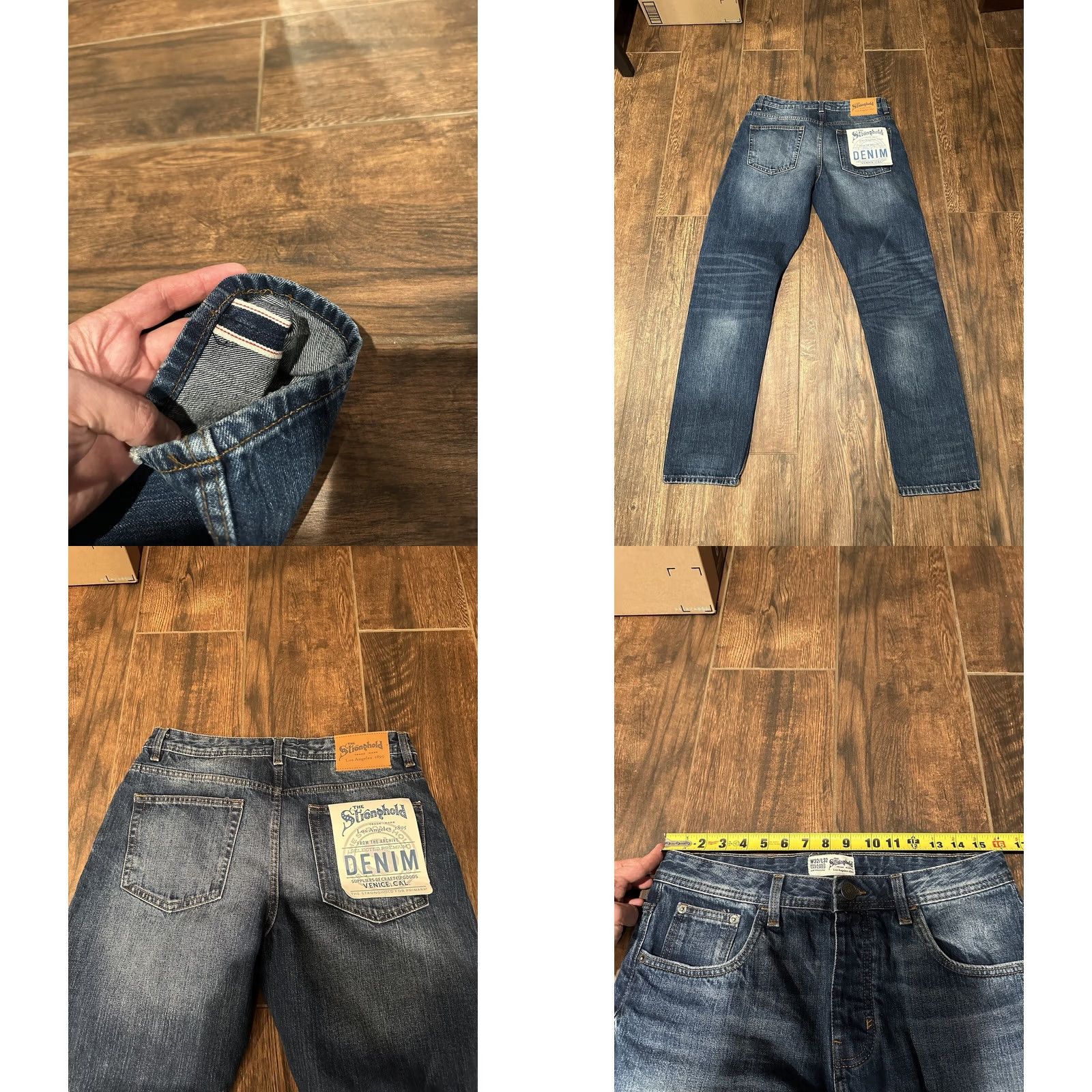 Denime NWT The Stronghold Jeans Mens 32x32 Denim Relaxed Tapered Button Fly Blue Cotton 32 Inseam Slim/Regular Fit Hip Hop USA Style VINTAGE No Glide? Size US 32 / EU 48 - 8 Thumbnail