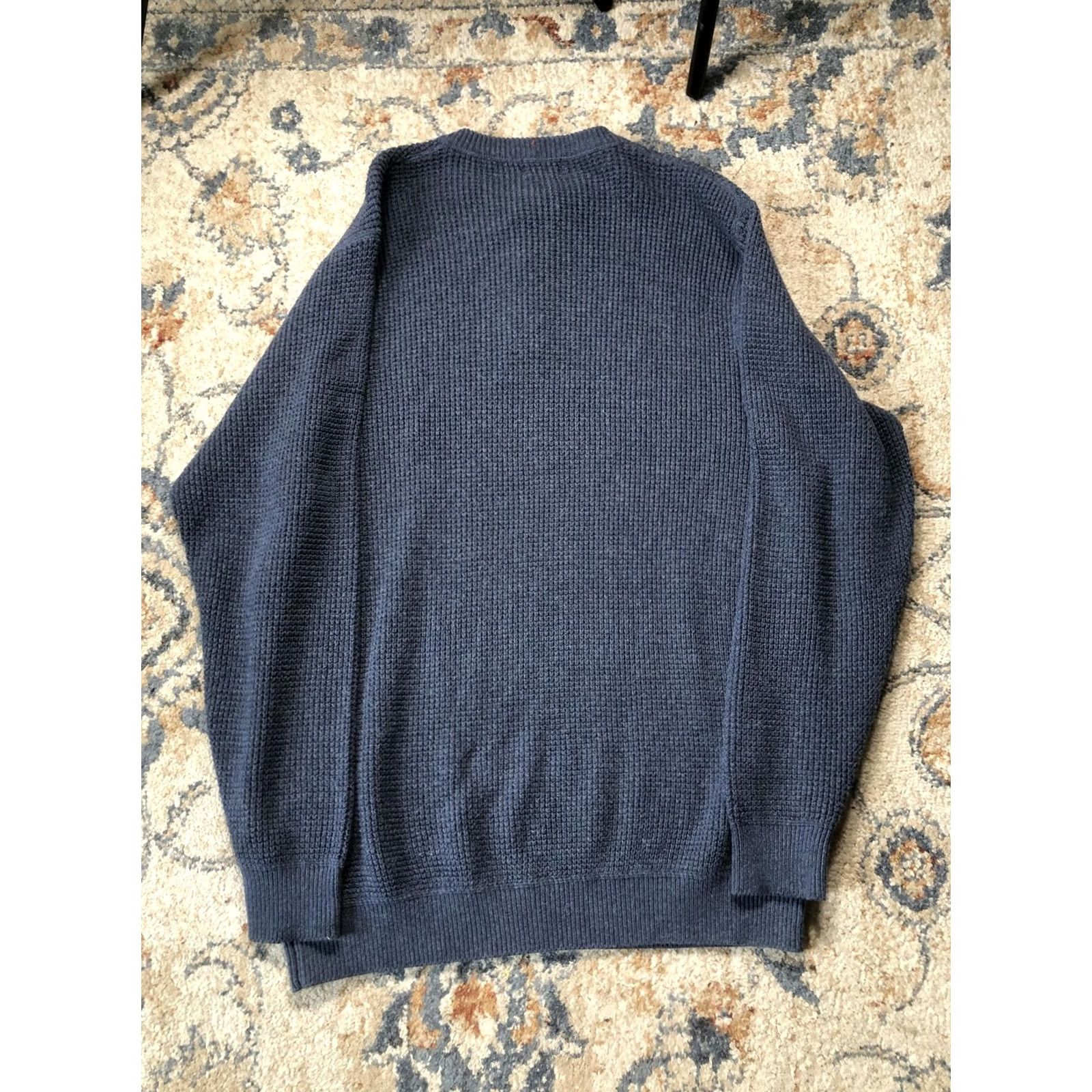 Vintage LL Bean Sweater Mens XLT Blue Waffle Knit Henley Cotton Wool Thermal Long Sleeve Crew Neck Size US XL / EU 56 / 4 - 7 Thumbnail