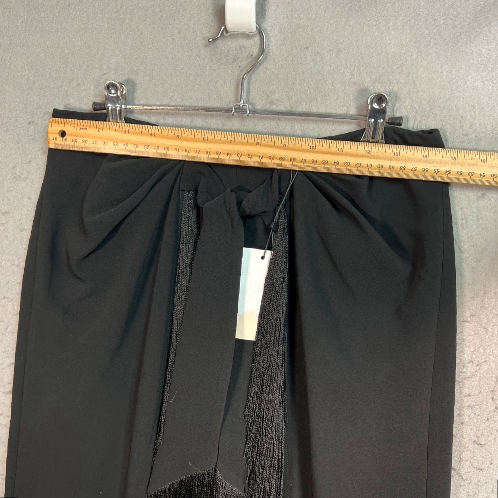 VINTAGE Cinq À Sept Womens Pants Fringed High-Waisted Wide-Leg Black 6 Tricetate Polyester Dress Pants Womens