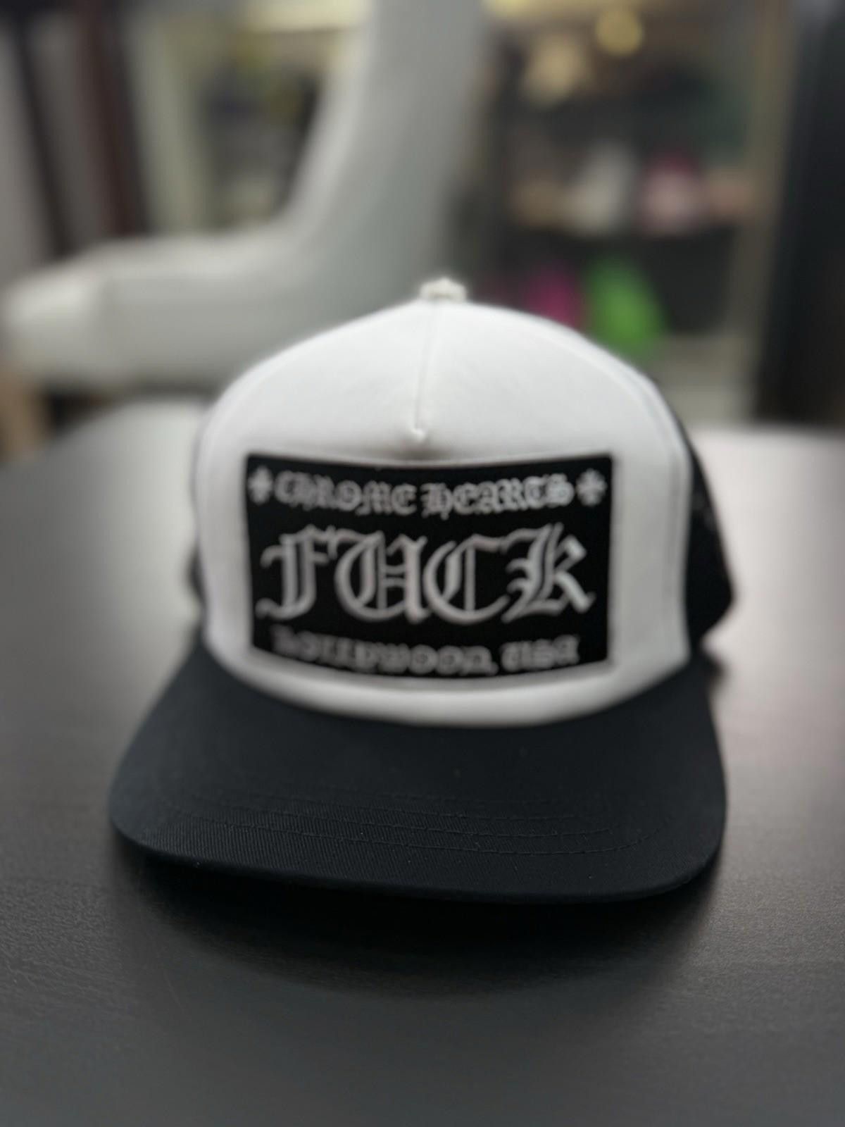 Chrome Hearts Chrome Hearts Black Patch Trucker Hollywood White Hat Size ONE SIZE - 2 Thumbnail
