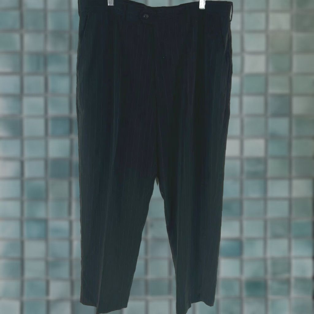 Alfani Alfani Mens Flat Front Striped Black Dress Pants 38X30 Size 38X30 Pants Men Black Dress Pants Size US 38 / EU 54 - 1 Thumbnail