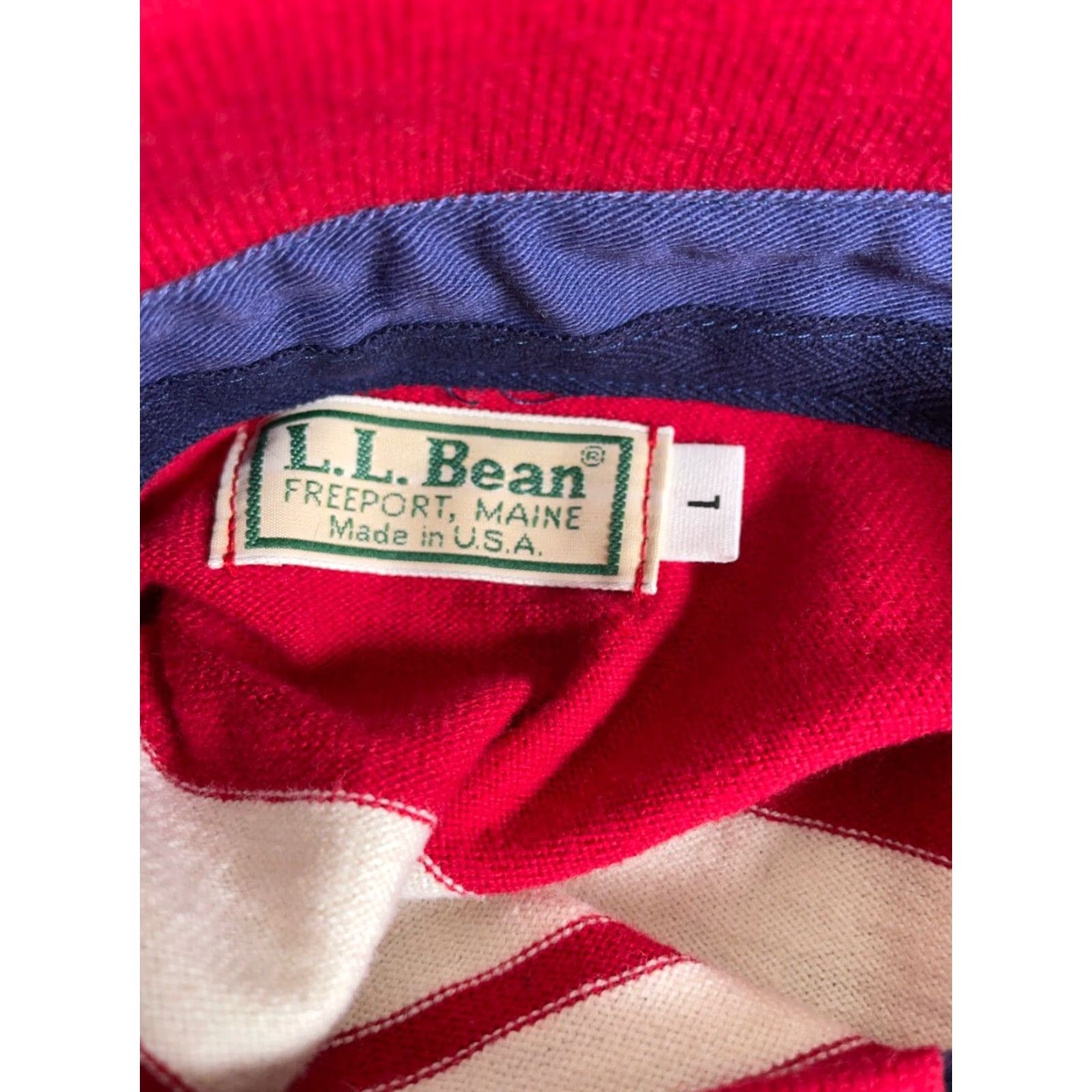 Vintage VINTAGE L.L. Bean Polo Shirt Men's Shirt Adult Large Red White Striped 90s Preppy USA Made Size US L / EU 52-54 / 3 - 4 Thumbnail