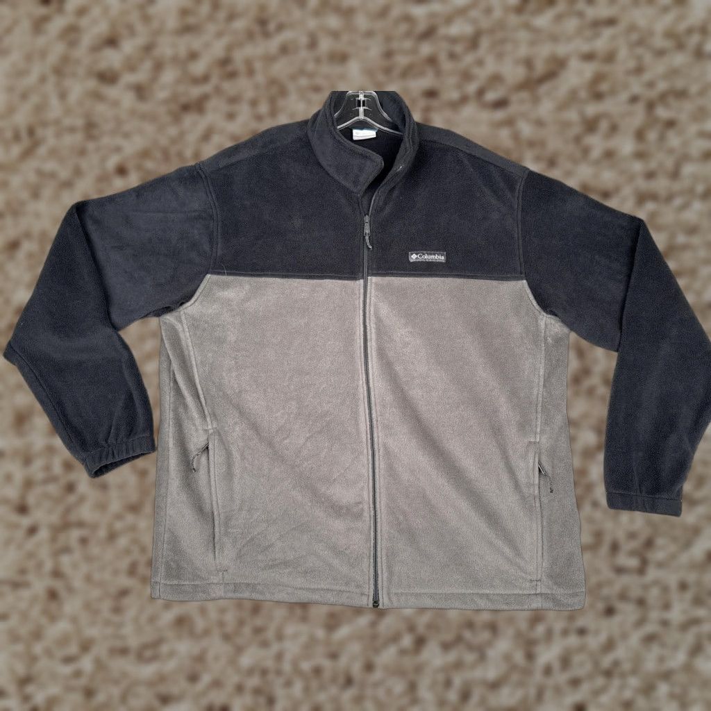 Vintage Columbia Jacket Mens 2XL Fleece Full Zip Outdoor Hiking Coat Gray Black Zip Pockets Columbia Logo Size US XXL / EU 58 / 5 - 1 Thumbnail