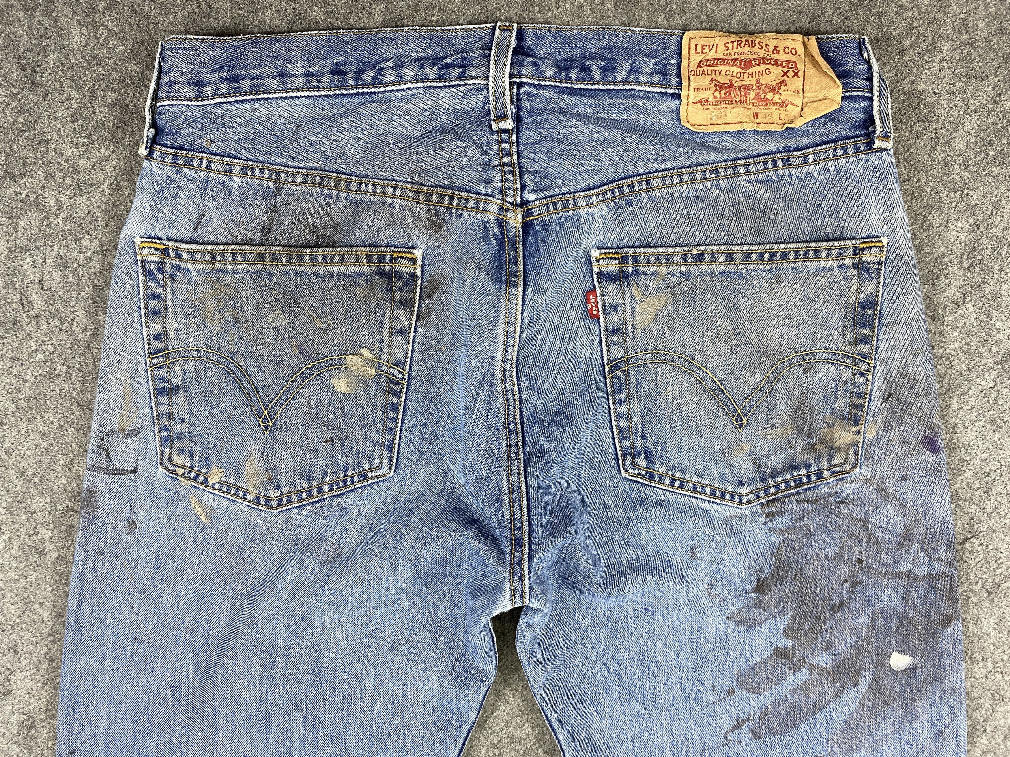 Japanese Brand Dirty Used Blue Vintage Levi's 501 Jeans 34x32.5 - JN1622 Size US 34 / EU 50 - 4 Thumbnail
