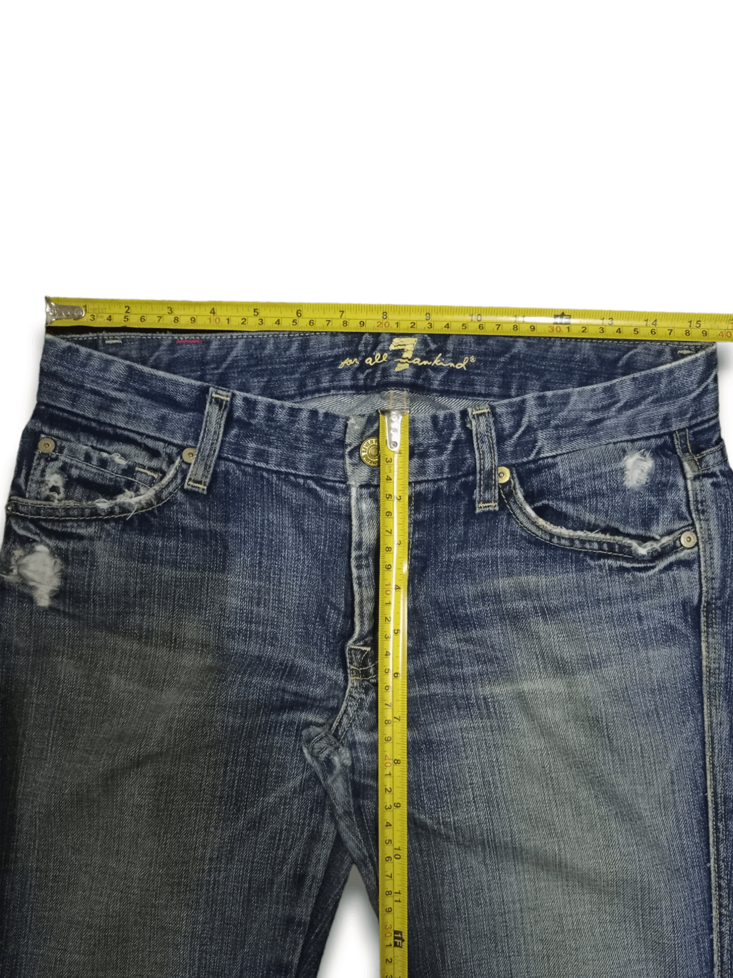 7 For All Mankind Vintage 7 For All Mankind Bell Bottom Distressed Flare Jeans Size 31" - 9 Thumbnail