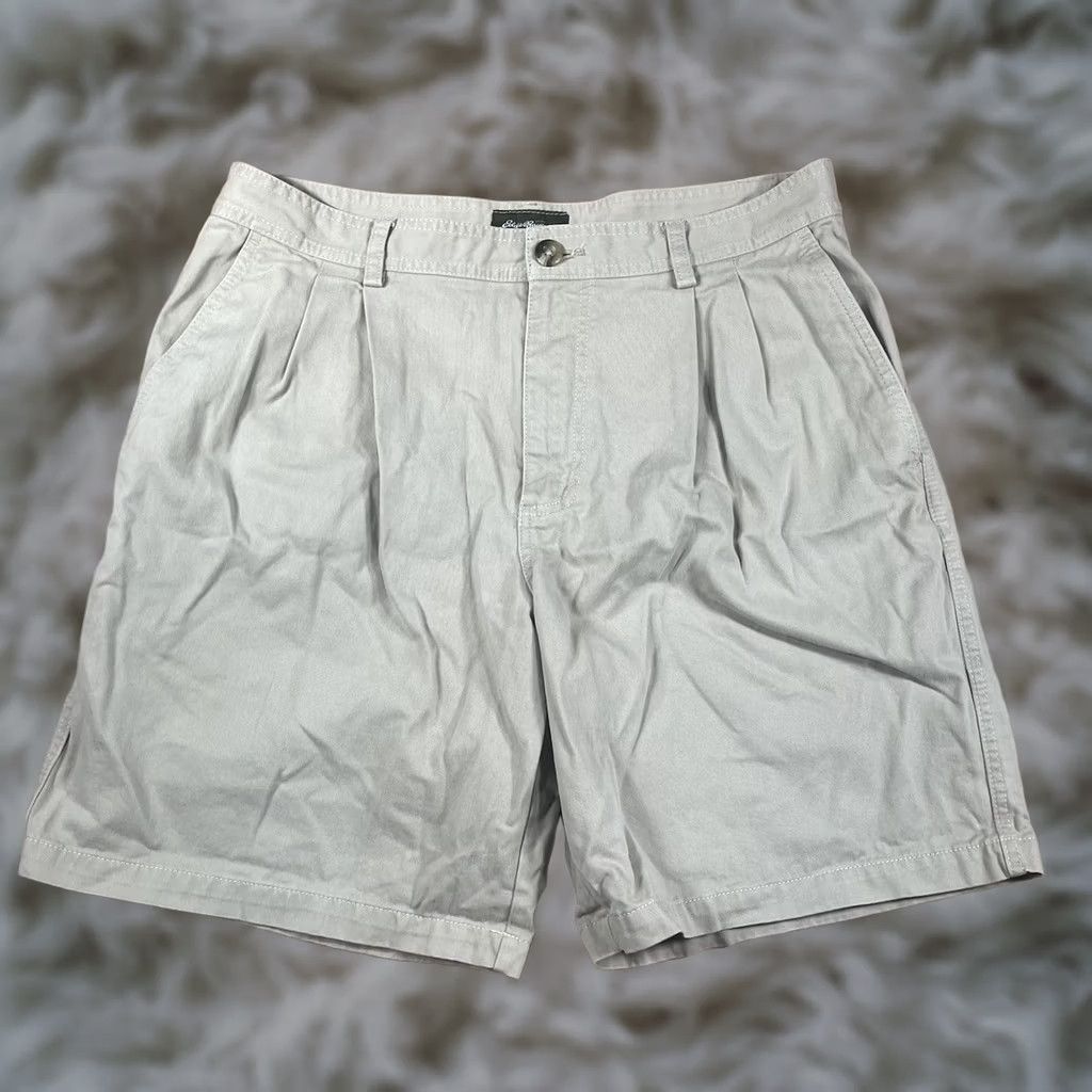 Eddie Bauer Eddie Bauer Shorts Mens Size 35 Beige Flat Front Khaki Chino 100% Cotton Regular Fit Mens Size US 35 - 1 Thumbnail