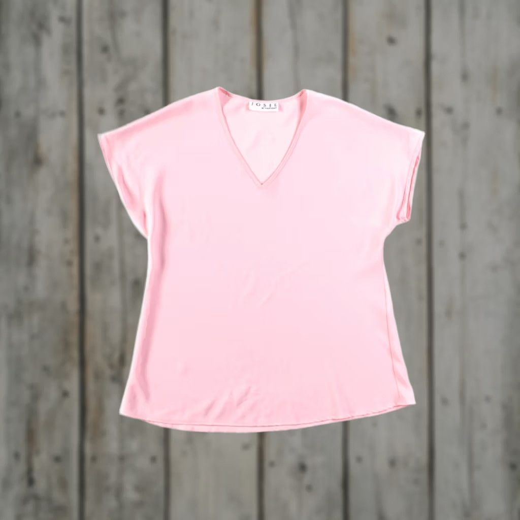 Vintage VINTAGE Josie by Natori Shirt Medium Pink V-Neck Tee Top Womens Size M / US 6-8 / IT 42-44 - 1 Thumbnail