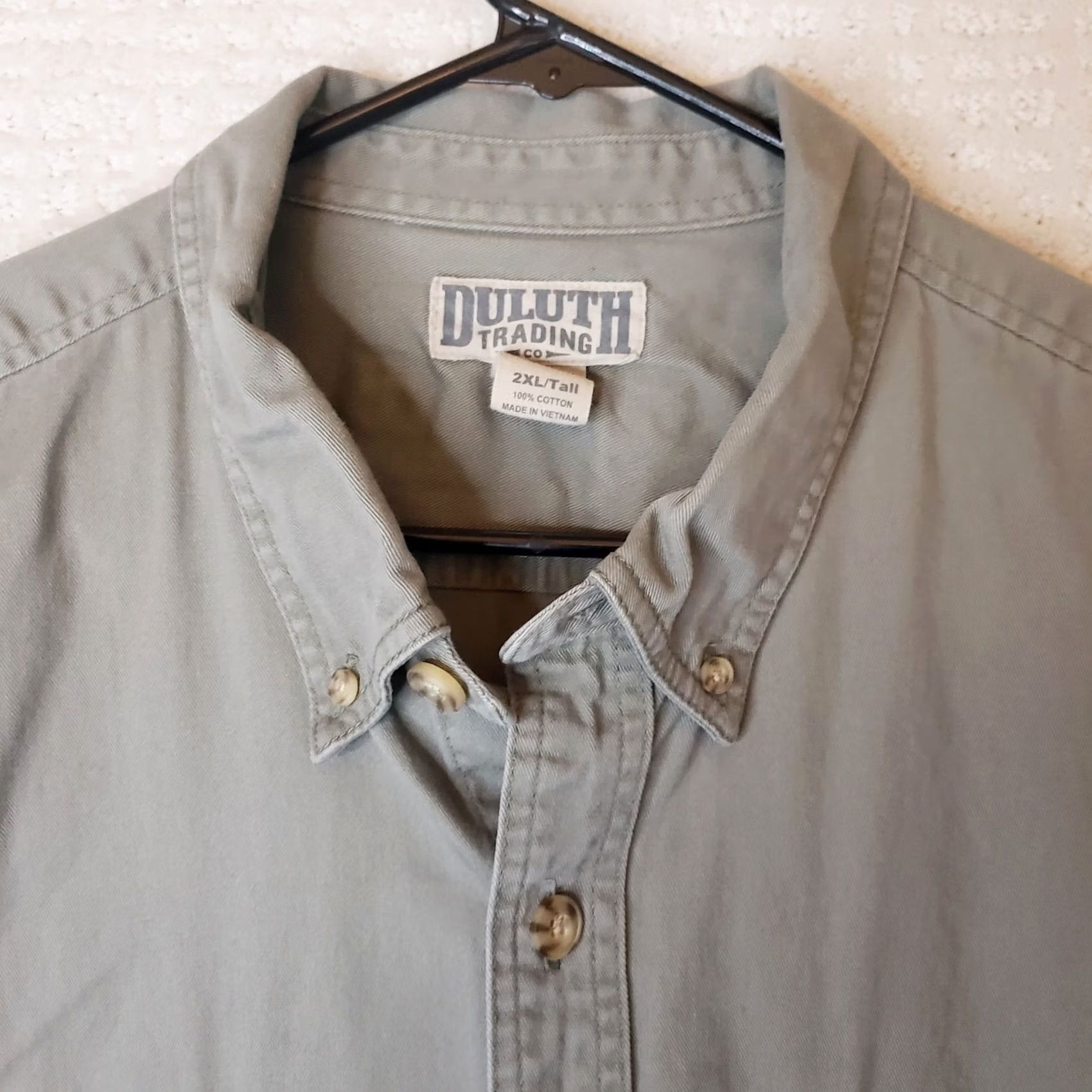 Vintage Duluth 2XL Tall Button-Down Shirt Men Green Khaki Heavyweight Cotton Flannel Pockets Workwear Relaxed Short/Long Sleeve (adjusted for clarity) Size US XXL / EU 58 / 5 - 4 Thumbnail
