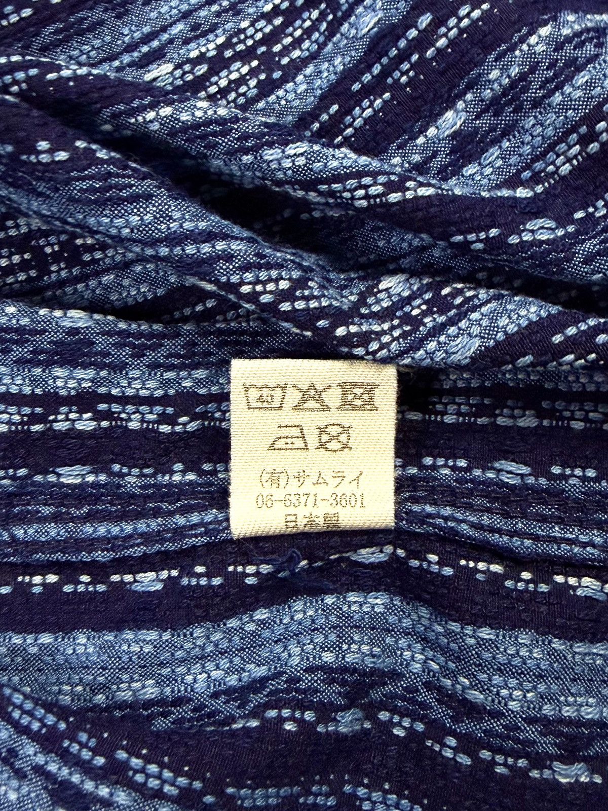 Samurai Jeans Samurai Jeans Japanese Indigo Sashiko Stripe Work Shirt rare Size US XXL / EU 58 / 5 - 22 Thumbnail