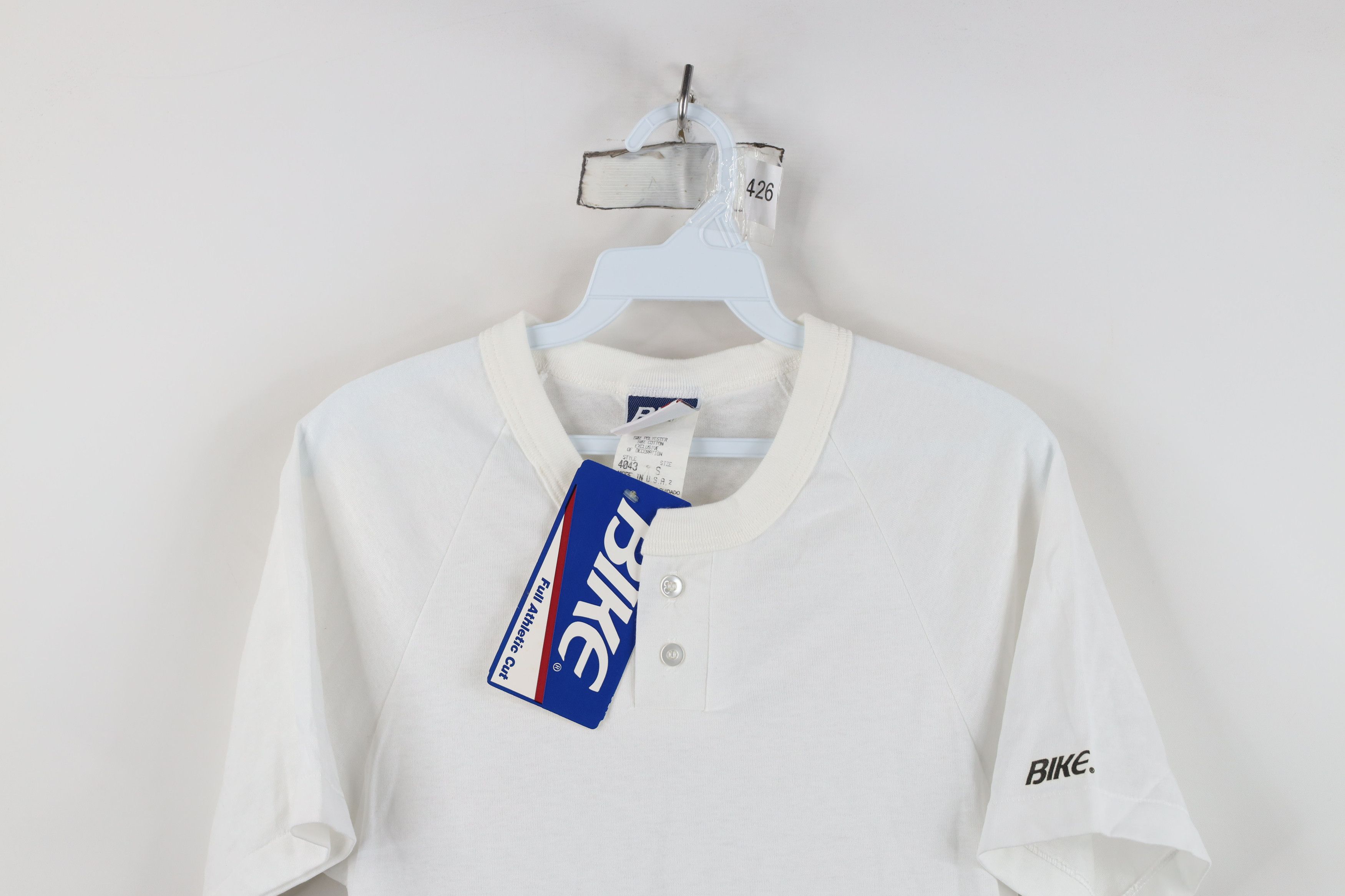 Vintage Deadstock Vintage 90s Bike Baseball Henley T-Shirt White USA Size US S / EU 44-46 / 1 - 2 Thumbnail
