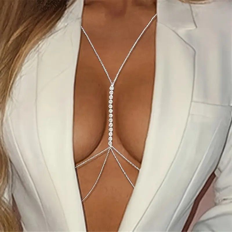 Other Sexy Silver Rhinestone Body Chain Crystal Bikini Jewelry Size ONE SIZE - 4 Thumbnail