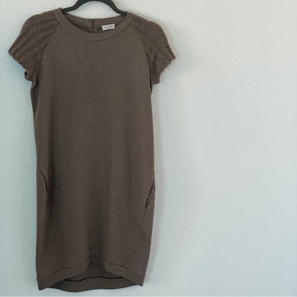 BRUNELLO CUCHINELLI WOOL SHORT SLEEVE MINI DRESS SIZE XXS EU