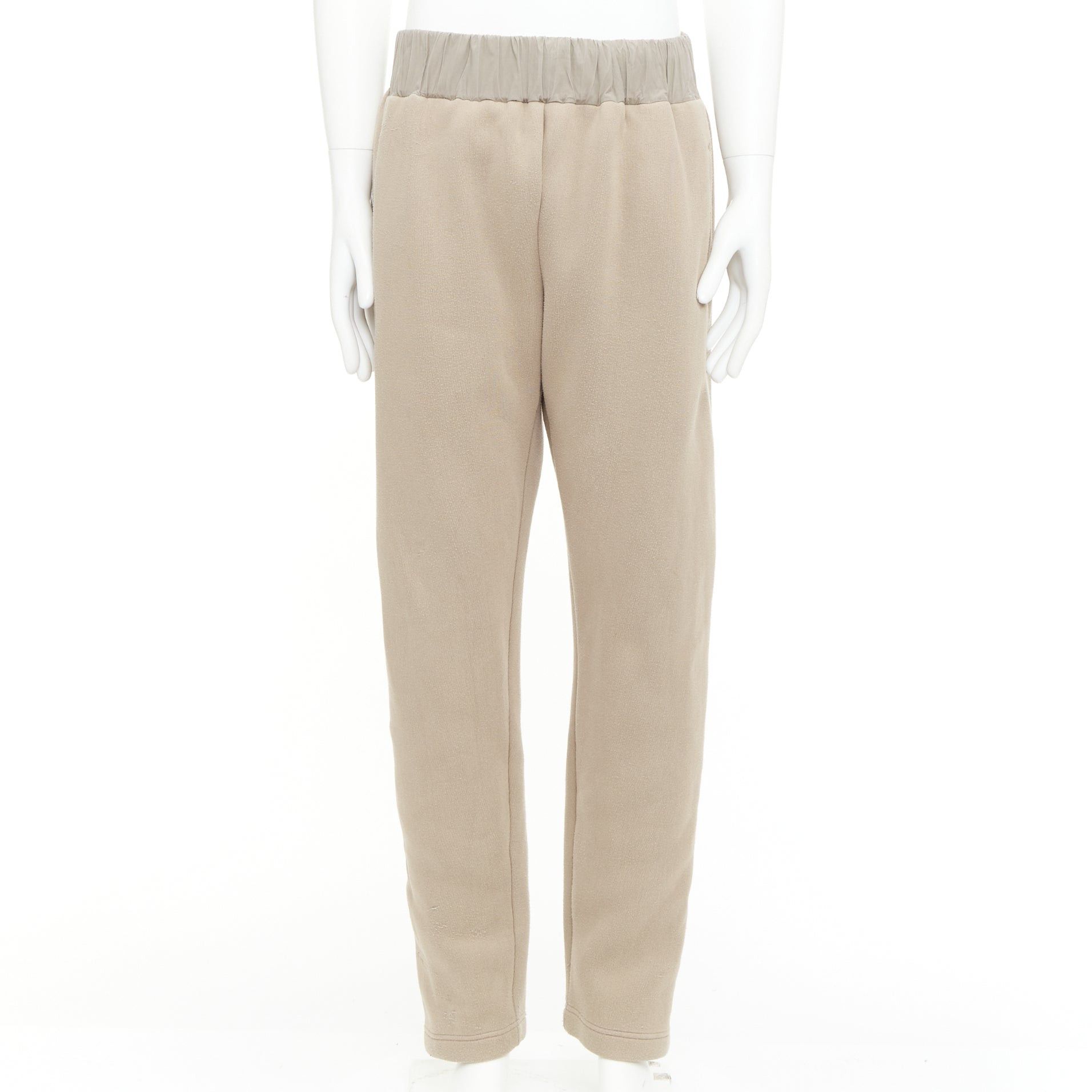 Bottega Veneta BOTTEGA VENETA beige contrast waistband elastic jogger pants IT48 M Size US 30 / EU 46 - 1 Thumbnail
