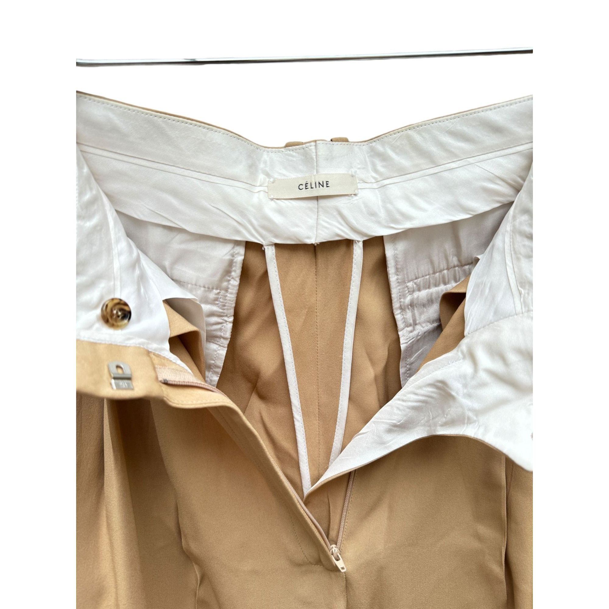 Celine Phoebe Philo Beige Silk Wide Pants Size 30" / US 8 / IT 44 - 5 Thumbnail