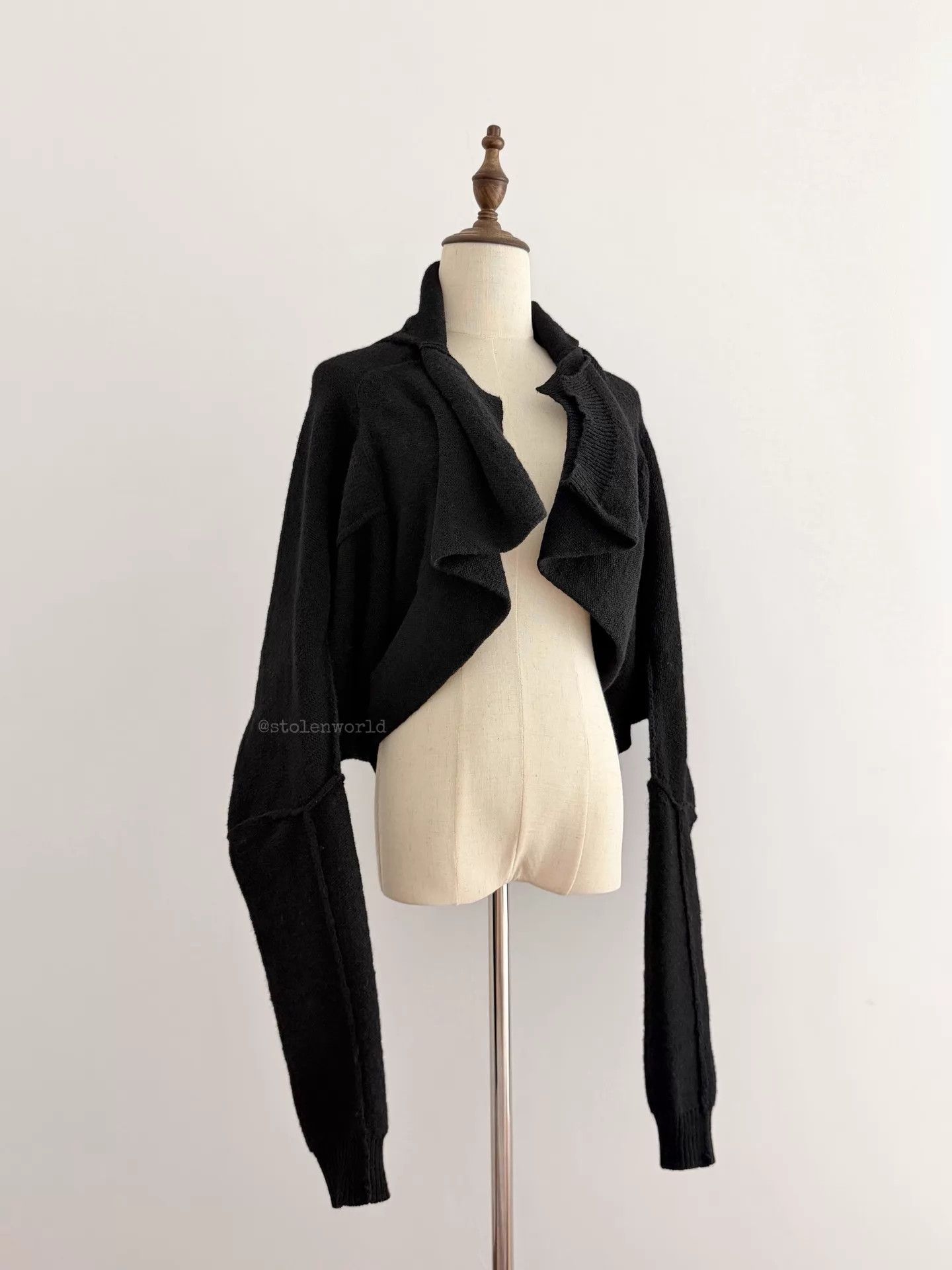 Yohji Yamamoto Yohji Yamamoto Y's 2-Way Pure Wool Knit Top Stacked Sleeves Size ONE SIZE - 3 Thumbnail