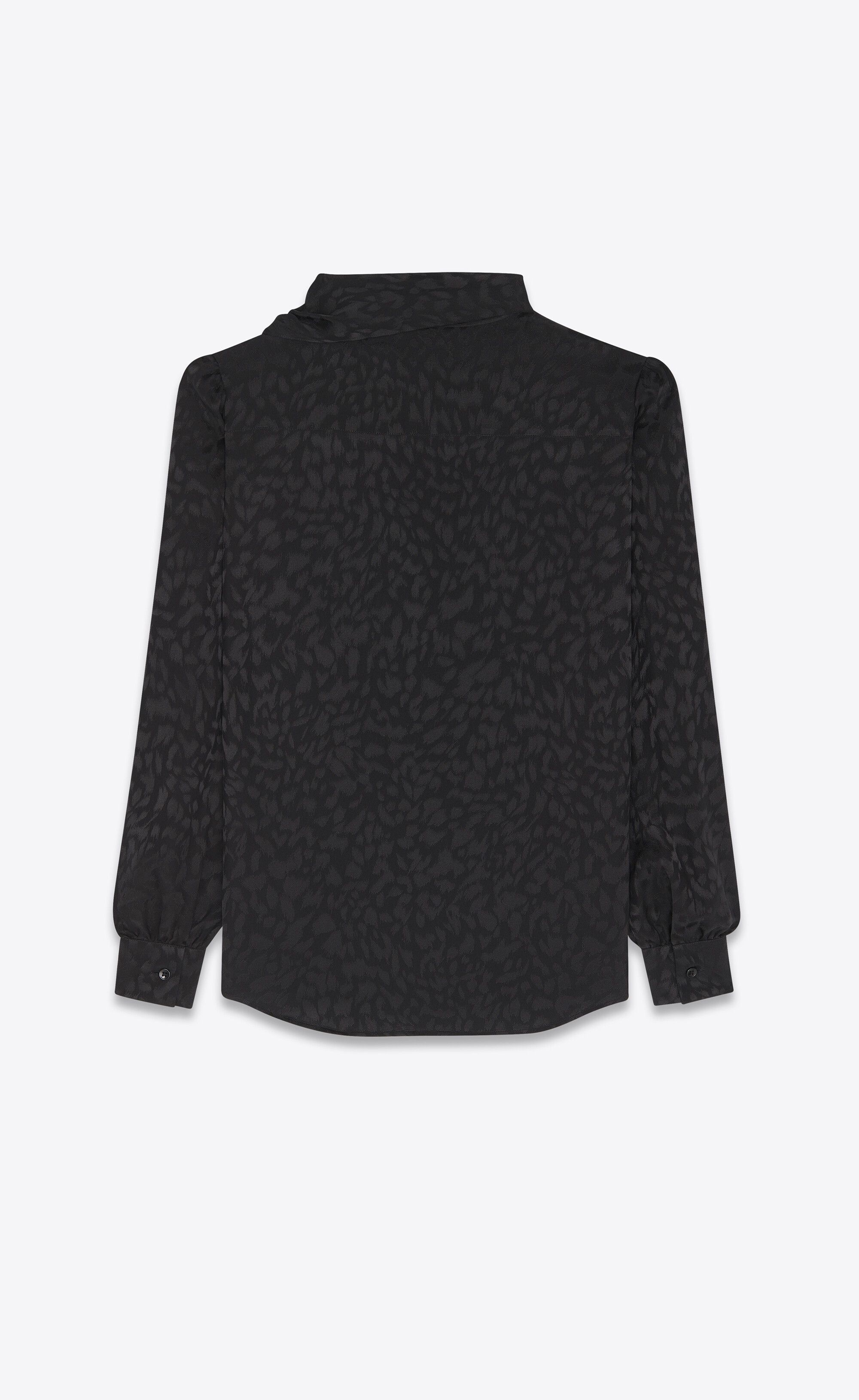 Saint Laurent Paris o1tp1o0125 Scarf Collar Shirt In Matte And Shiny in Leopard Size M / US 6-8 / IT 42-44 - 2 Thumbnail