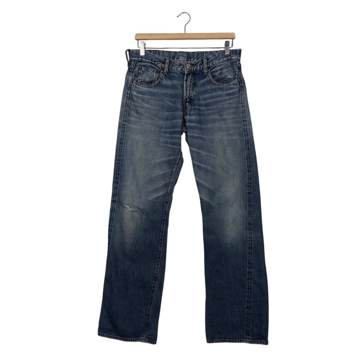 Japanese Brand Denim & Dungaree Distressed Straight Fit Sanforized Denim Size 32" / US 10 / IT 46 - 2 Thumbnail