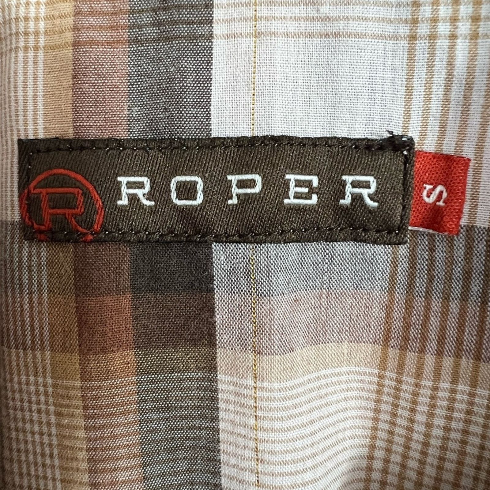 Roper Roper Pearl Snap Brown Plaid Shirt Pockets Diamond Pattern Size US S / EU 44-46 / 1 - 4 Thumbnail
