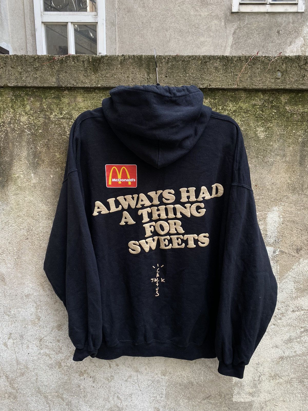 image of La Flame x Travis Scott Cactus Jack Mcdonald‘S Apple Pie Hoodie in Black, Men's (Size Large)