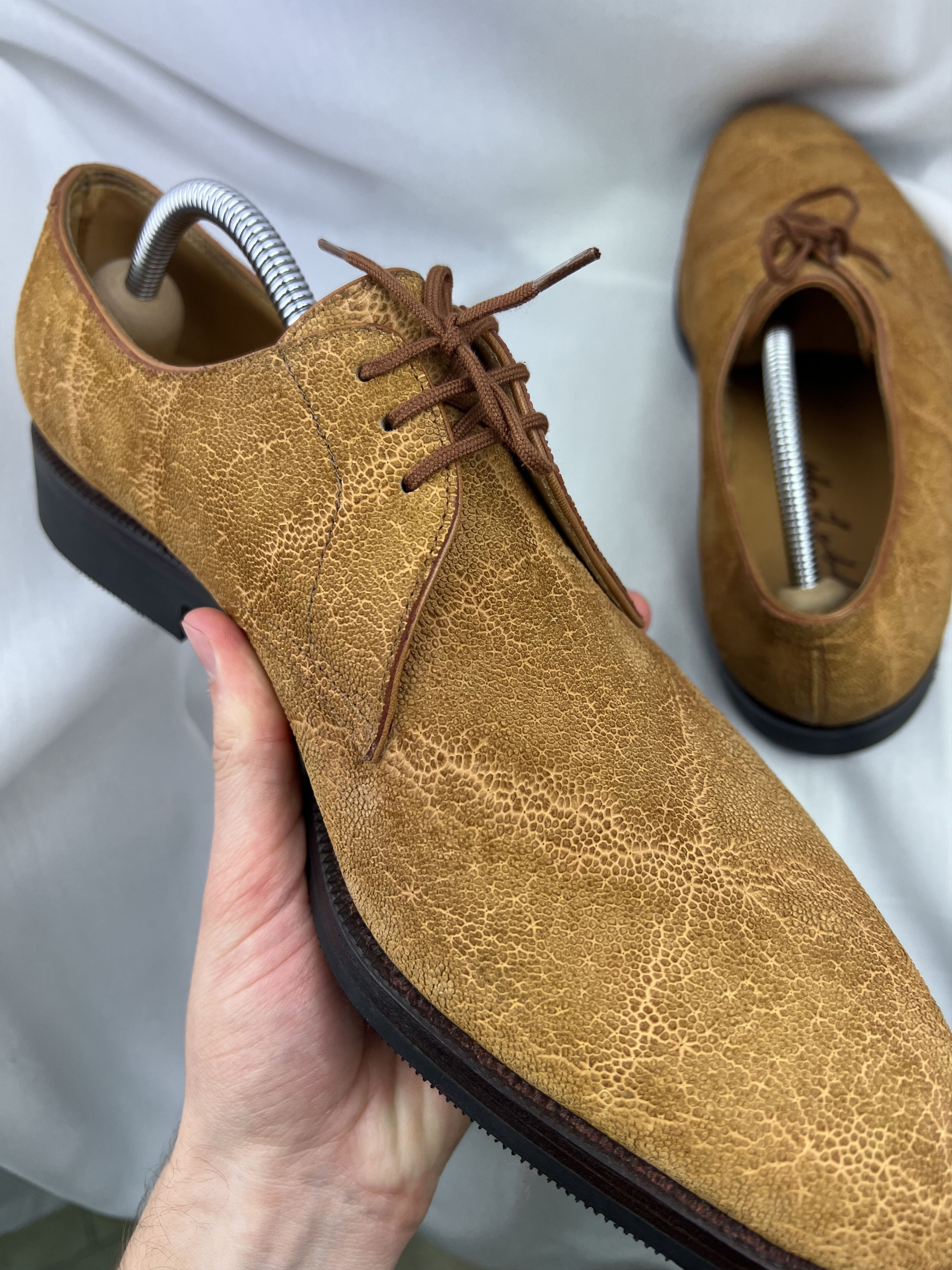 John Lobb Amazing Textured Exotic Leather Derby Dress Shoes Size US 12 / EU 45 - 8 Thumbnail