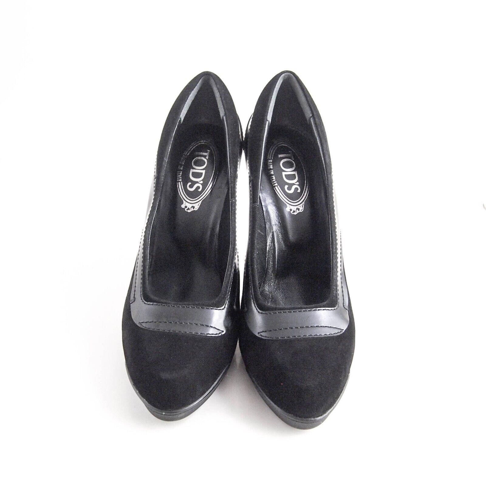 Tod's Tod's High Heel Pumps Black Leather Suede US 9 EU 39 $760 Size US 9 / IT 39 - 3 Thumbnail