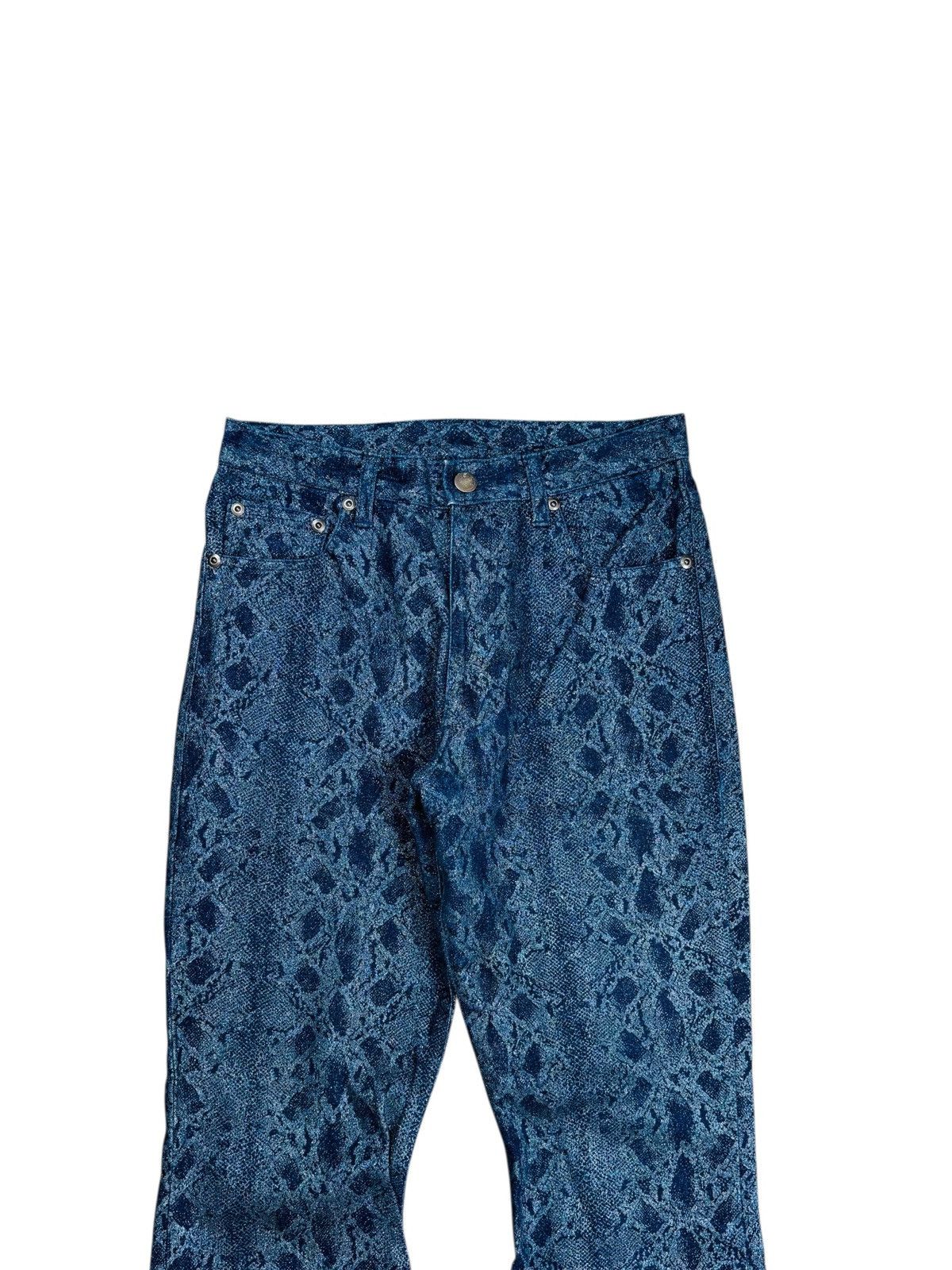 Yasuyuki Ishii 2000s Chubby Gang - Glittered Snake Skin Denim Flared Pants Size US 29 - 5 Thumbnail